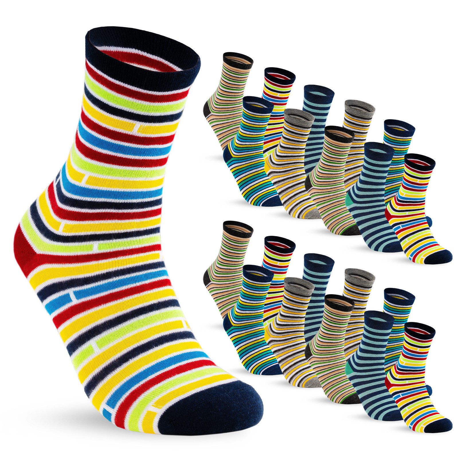 sockenkauf24 Socken 10 Paar Kinder Socken Jungen & Mädchen Baumwolle Kindersocken (23-26) - 54339