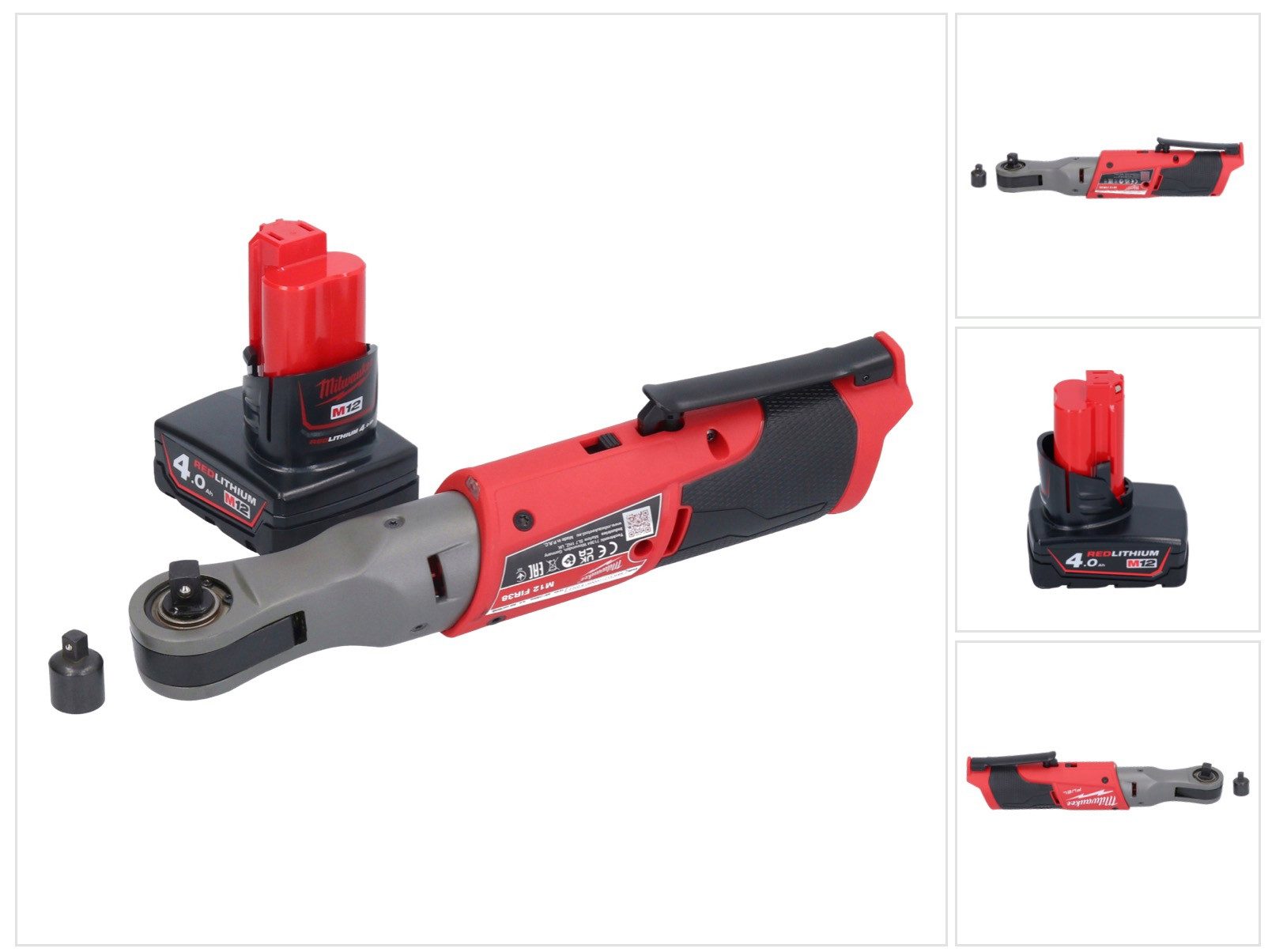 Milwaukee Umschaltknarre M12 FIR38-401 Akku Ratsche 12 V 75 Nm 3/8" 1/4" + 1x Akku 4,0 Ah - oh