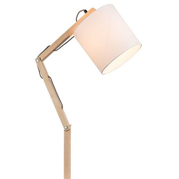 etc-shop LED Stehlampe, Leuchtmittel inklusive, Warmweiß, Steh Leuchte Holz Design Strahler Textil Stand Lampe Höhe