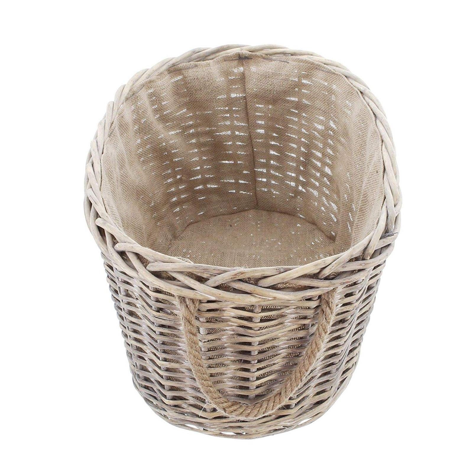 Dekoleidenschaft Kaminholzkorb aus Weide im Shabby Look, Feuerholzkorb, Weidenkorb, Brennholzkorb, großer Aufbewahrungskorb, Flechtkorb, Spielzeugkorb, Ordnungskorb