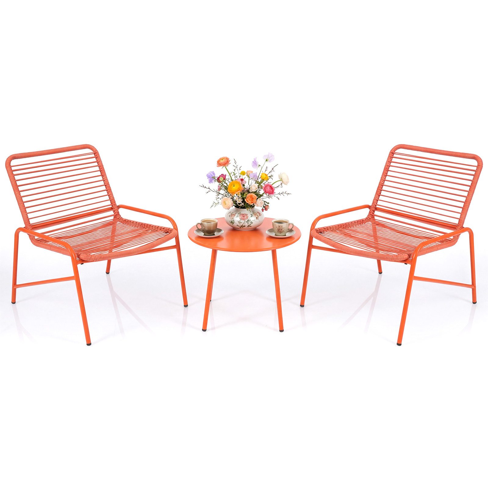 COSTWAY Balkonset, (3-tlg), Rattan Gartenmöbel Set für 2 personen Terrasse