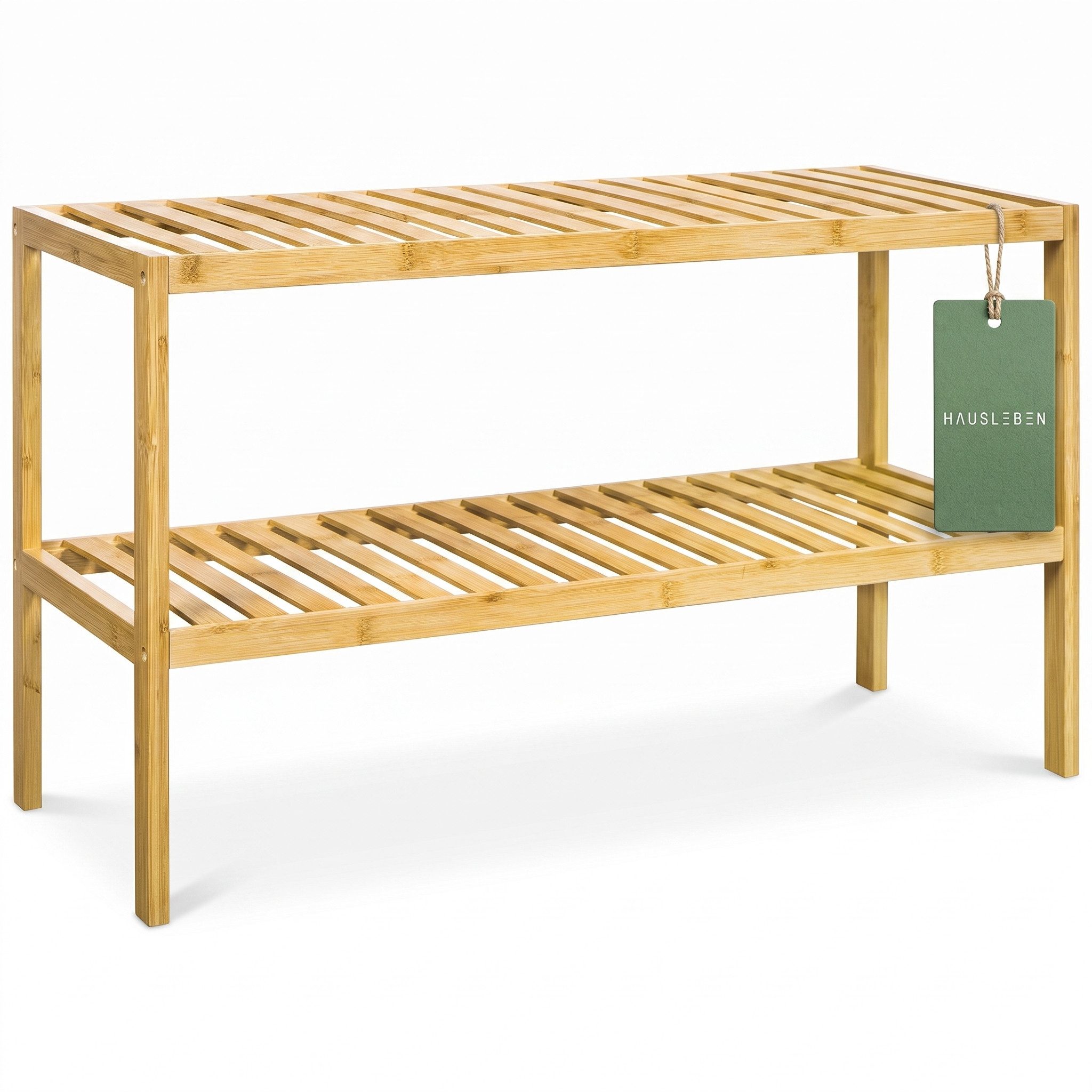 hausleben Schuhregal Bambus, 70×28×33 cm, 1-tlg., 2 Ebenen, Stabil, Leicht zu Reinigen