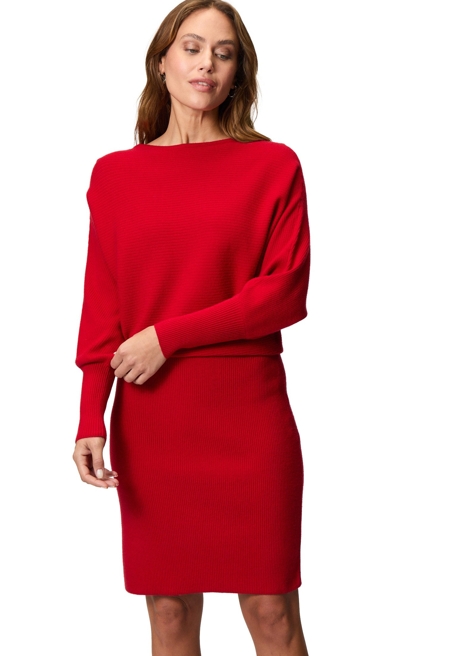 Strickkleid zero Strickkleid gerippt mit U-Boot Ausschnitt