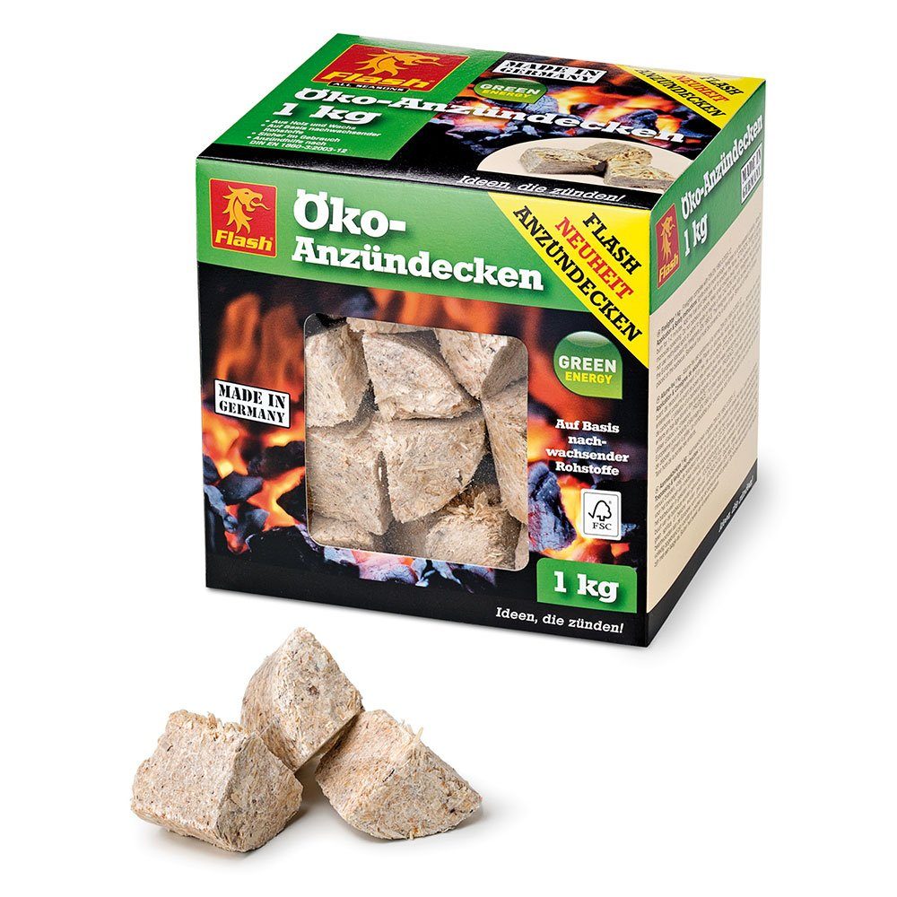 Flash Grillanzünder Anzündecken Anzündwürfel Grillanzünder Holzwolle Kamin Anzünder 1-24kg, 1 kg