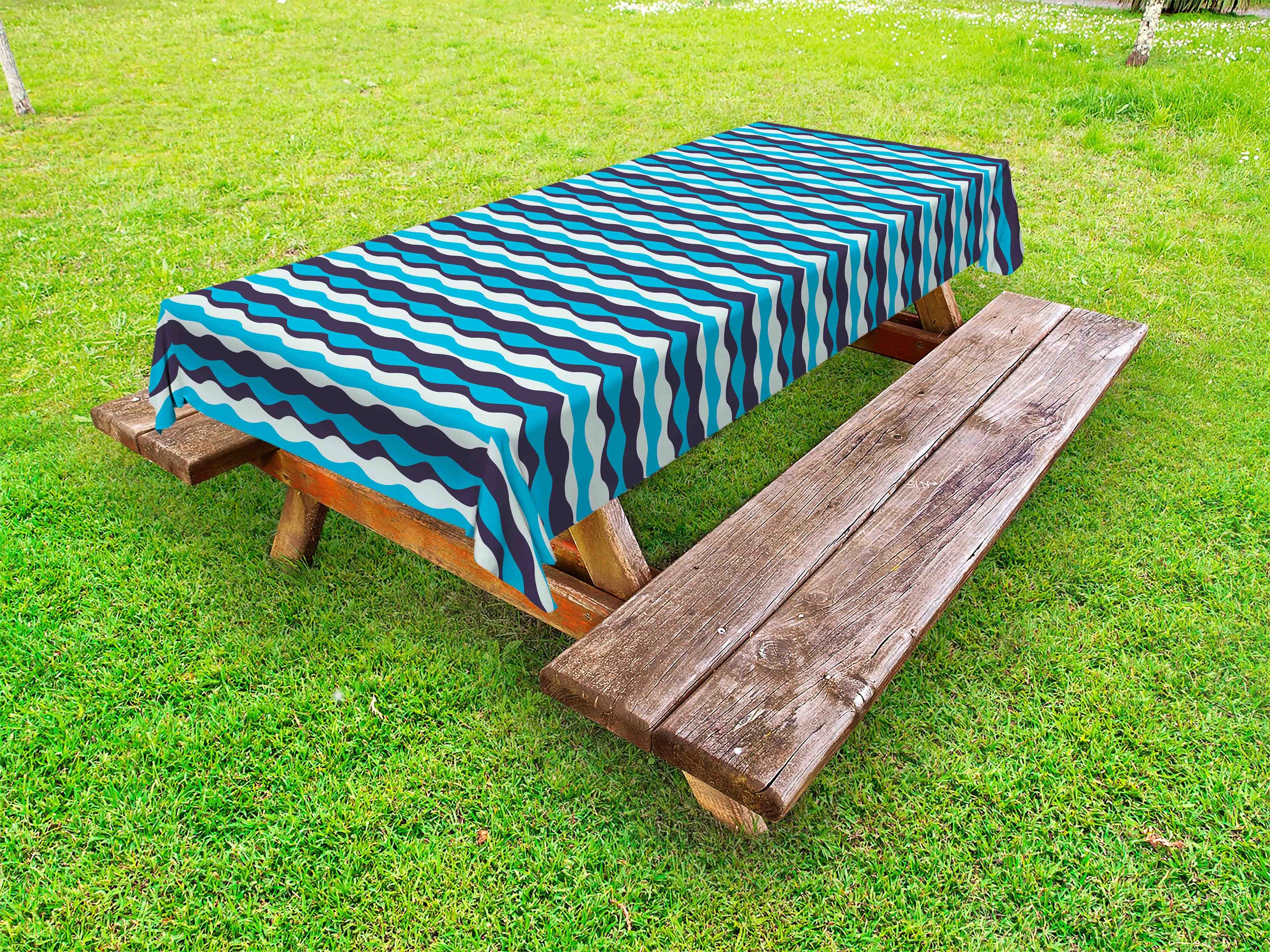 Abakuhaus Tischdecke dekorative waschbare Picknick-Tischdecke, Nautisch Horizontal kurven