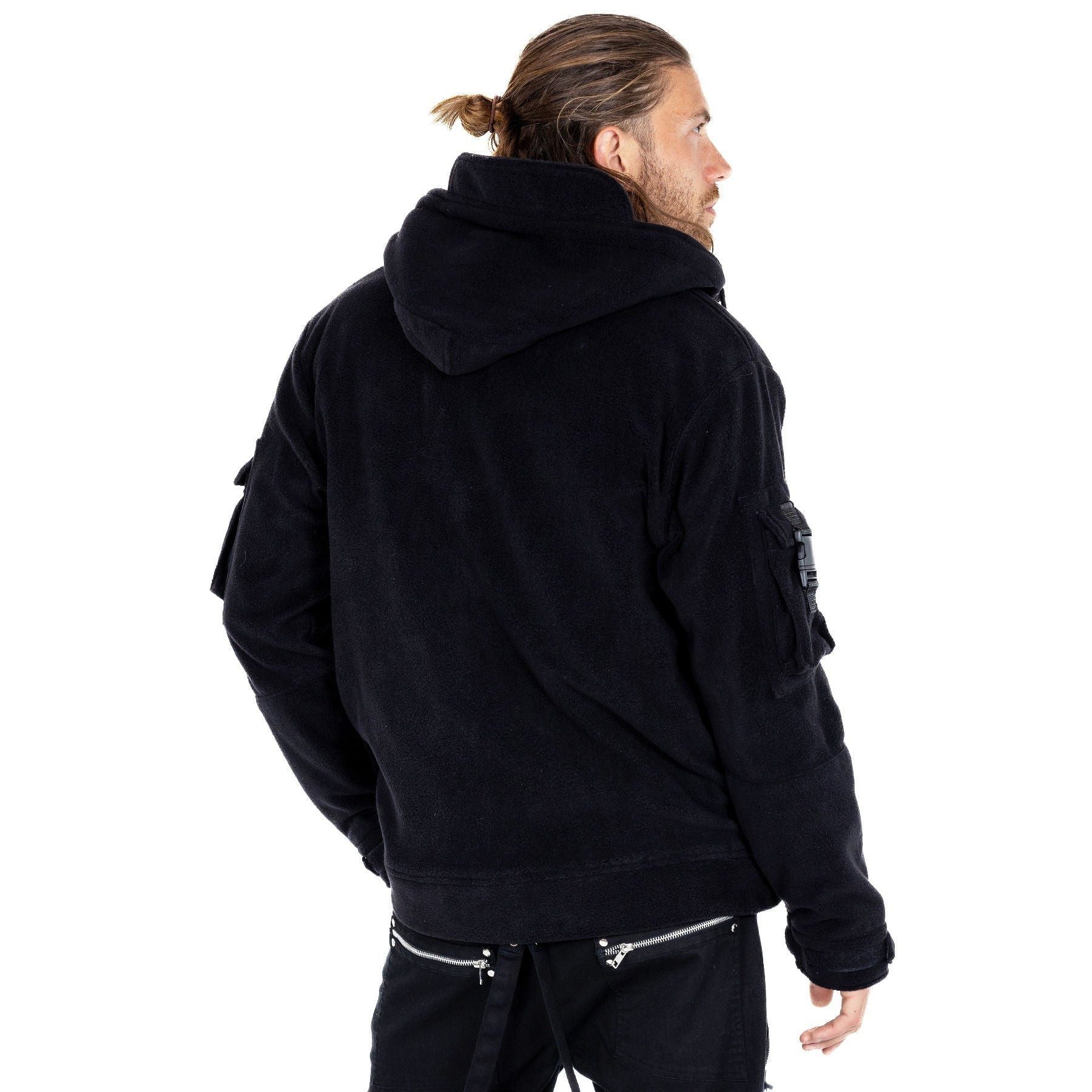 Chemical Black Blouson Troy Fleecjacke Gothic Flauschig Zip Taschen Hoodie