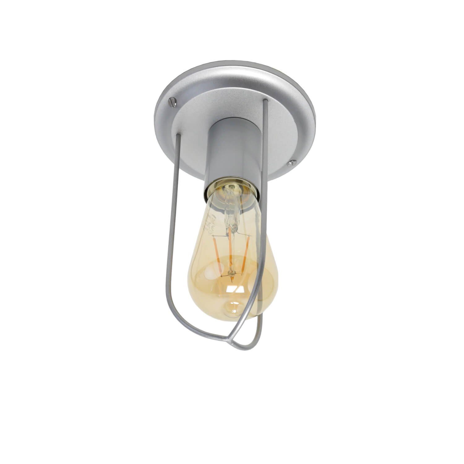 Licht-Erlebnisse Deckenleuchte STEPP, ohne Leuchtmittel, Deckenlampe Grau Draht Industrial Design retro Aufbaustrahler Lampe