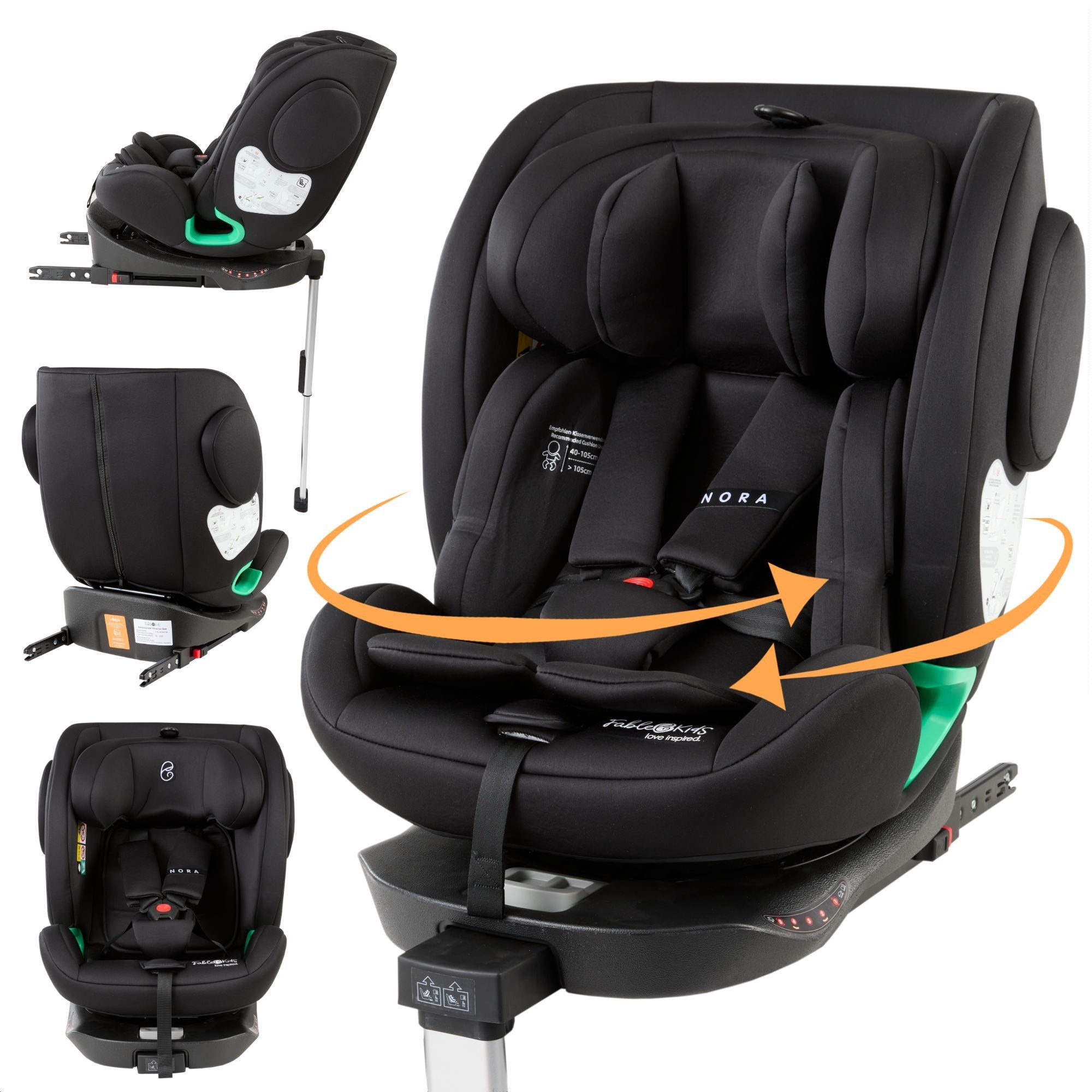 FableKids Autokindersitz Autositz Kinderautositz 360° drehbar Isofix 40-150 cm, ab: Geburt, bis: ca. 12 Jahre, ab: 40 cm, bis: 150 cm