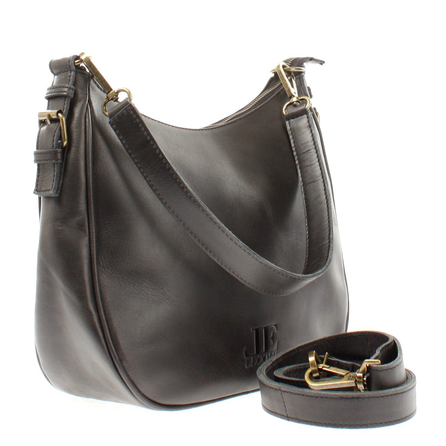 LECONI Schultertasche Henkeltasche Damentasche Ledertasche Handtasche Damen Echtleder LE0063, Echtes Büffelleder – flexible Trageoptionen – 30×27×11 cm