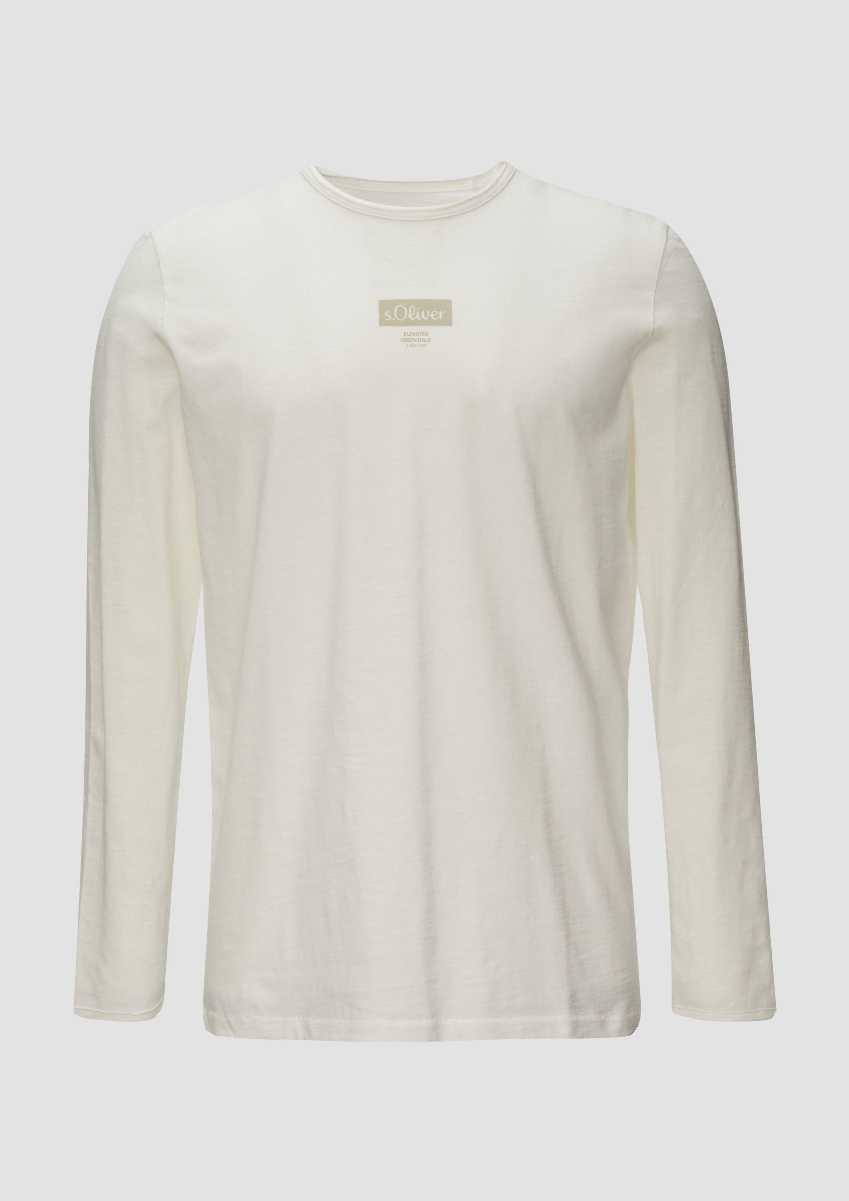 s.Oliver Langarmshirt Logo-Shirt mit Rollkante und günstig online kaufen