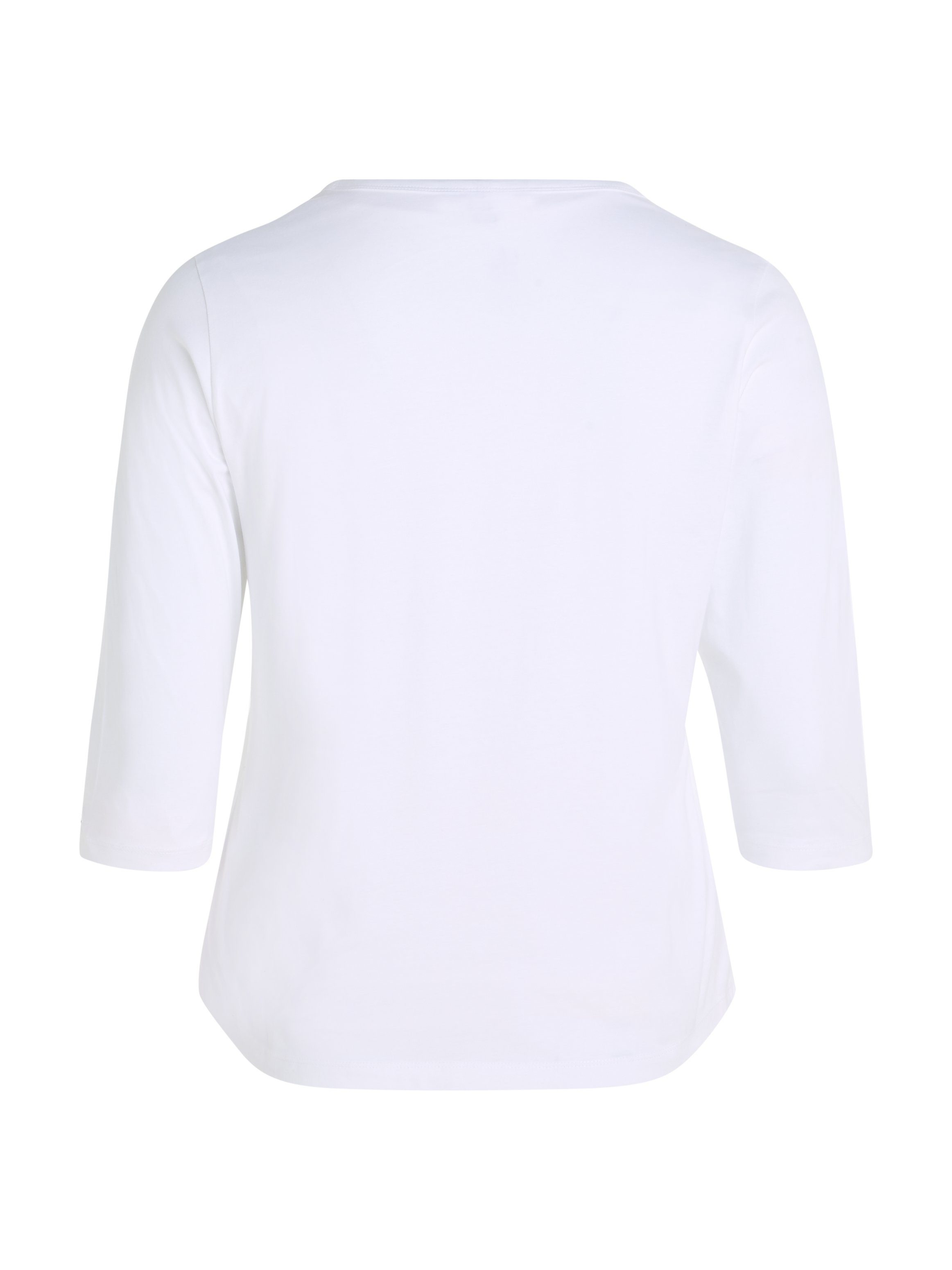 Th_Optic_White Langarmshirt SIZE CURVE,mit NK Signature 3/4SLV OPN Hilfiger PLUS Logo-Schriftzug Tommy CRV Tommy Hilfiger SLIM Curve SIGNATURE