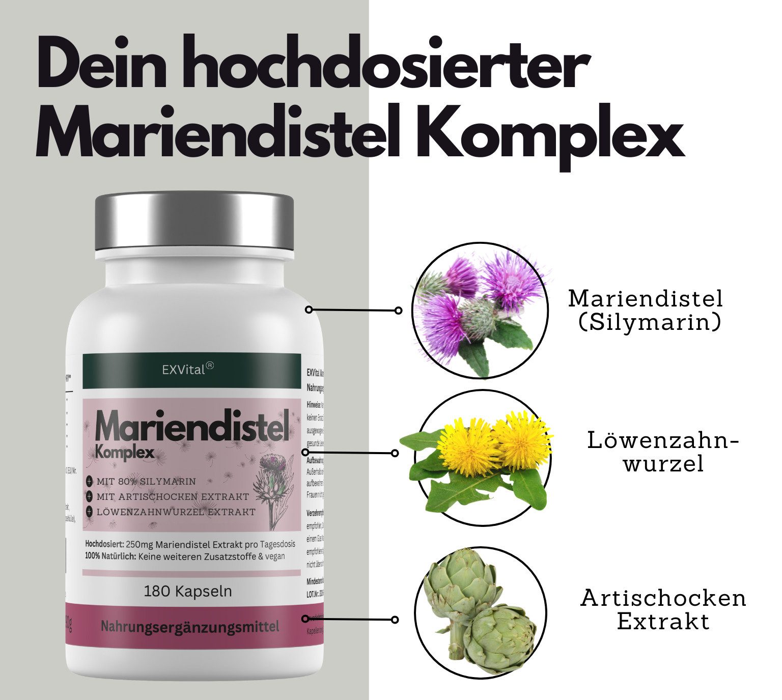 Mariendistel Komplex Kapseln mit Löwenzahn & Artischocke, 180 Kapseln, 180 St., 90 g