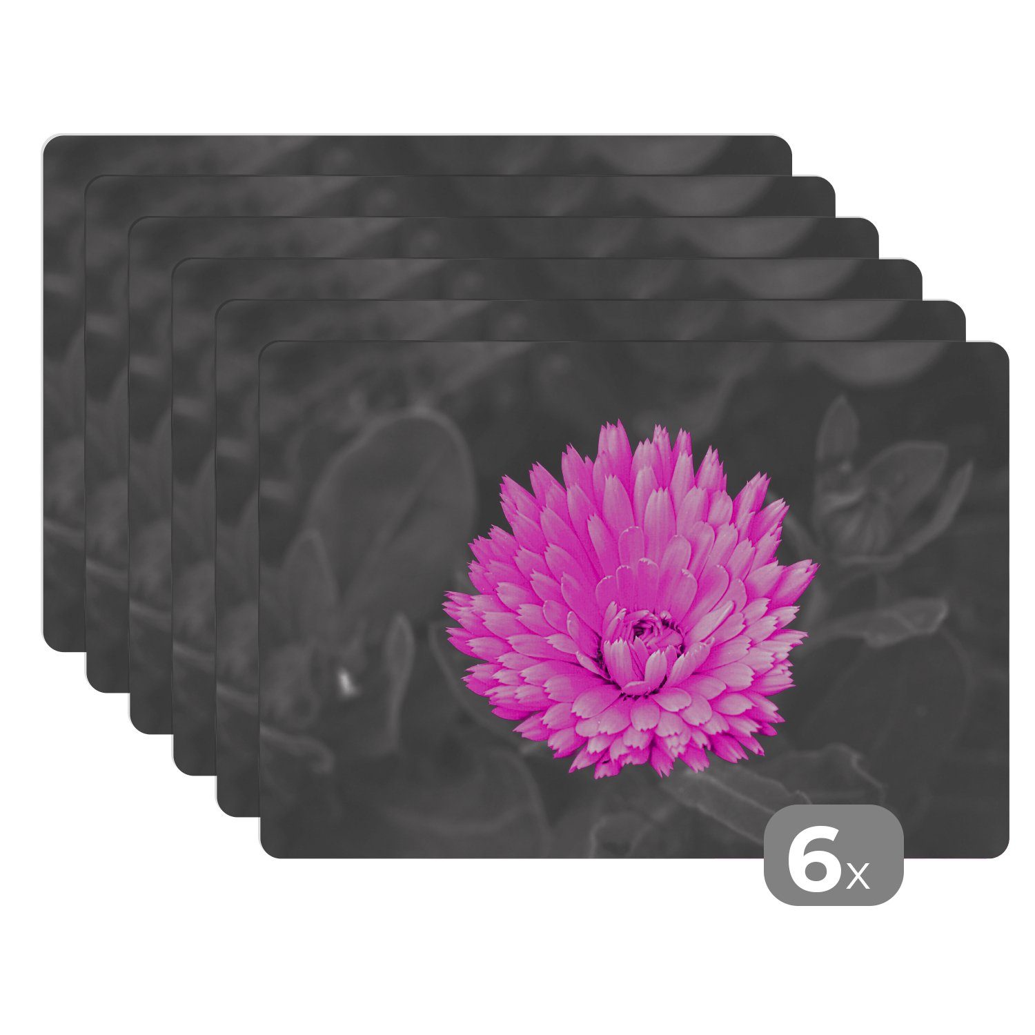 Platzset, Blumen - Aquarell - Rosa, MuchoWow, (6-St), Platzset, Platzdecken, Platzmatte, Tischmatten, Schmutzabweisend