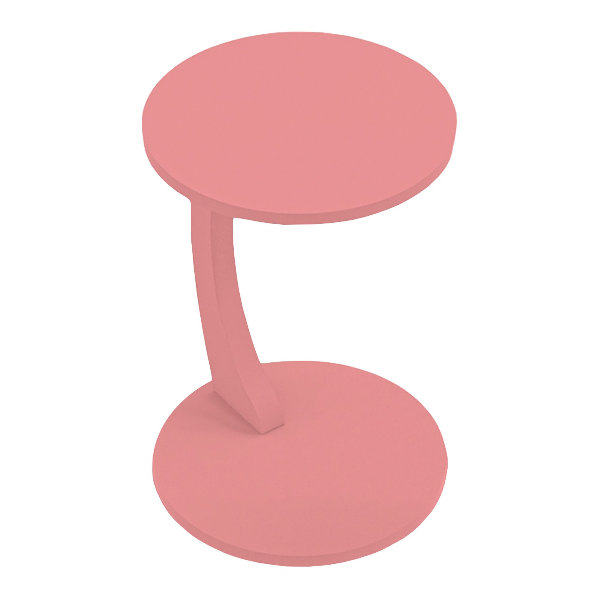 en.casa Beistelltisch, »Holeby« C-Form mit 4 Rollen rund 56 x Ø 38 cm Rosa