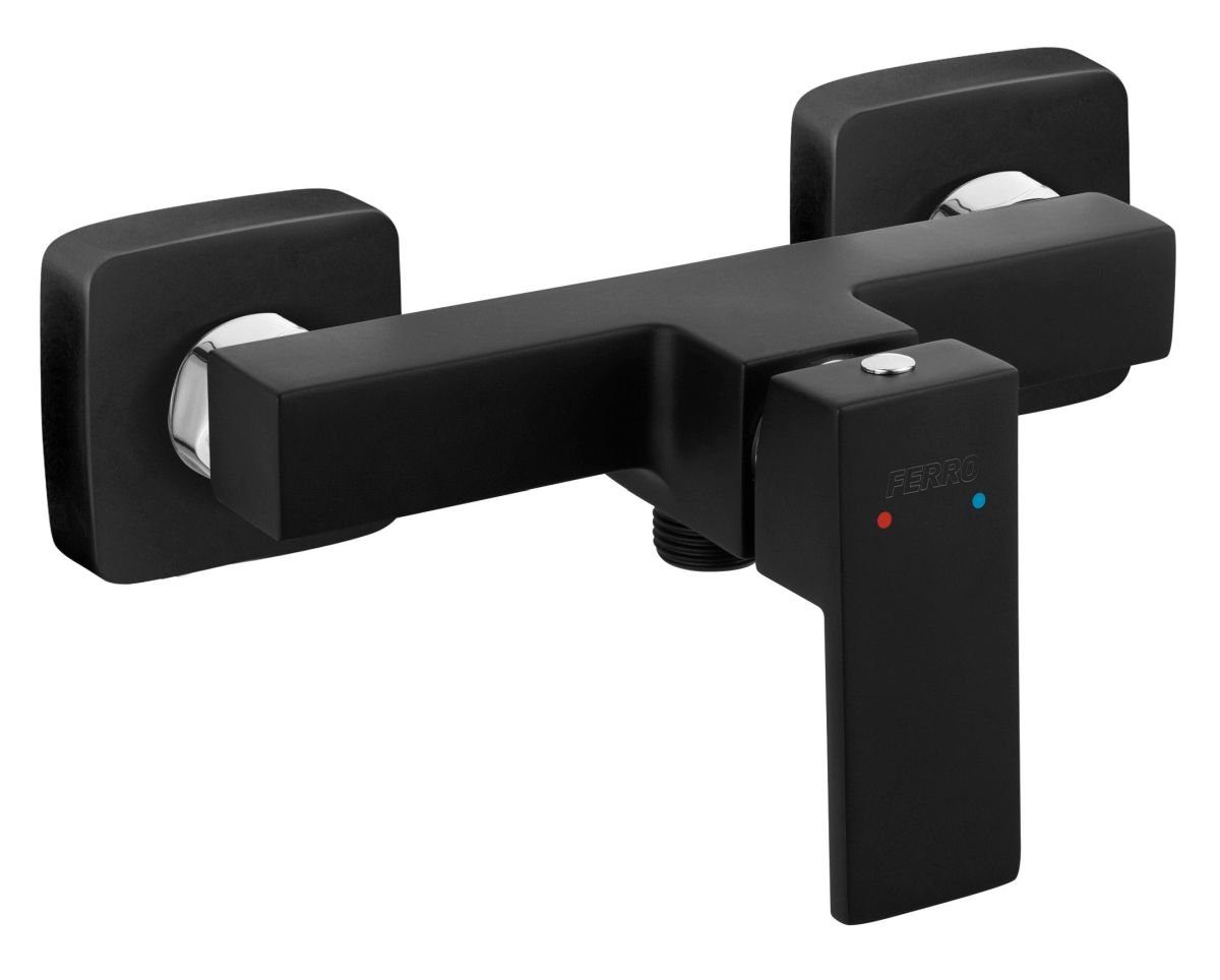 Ferro Duscharmatur Zicco Black Brausearmatur Badarmatur Aufputz, schwarz, BZI7BL