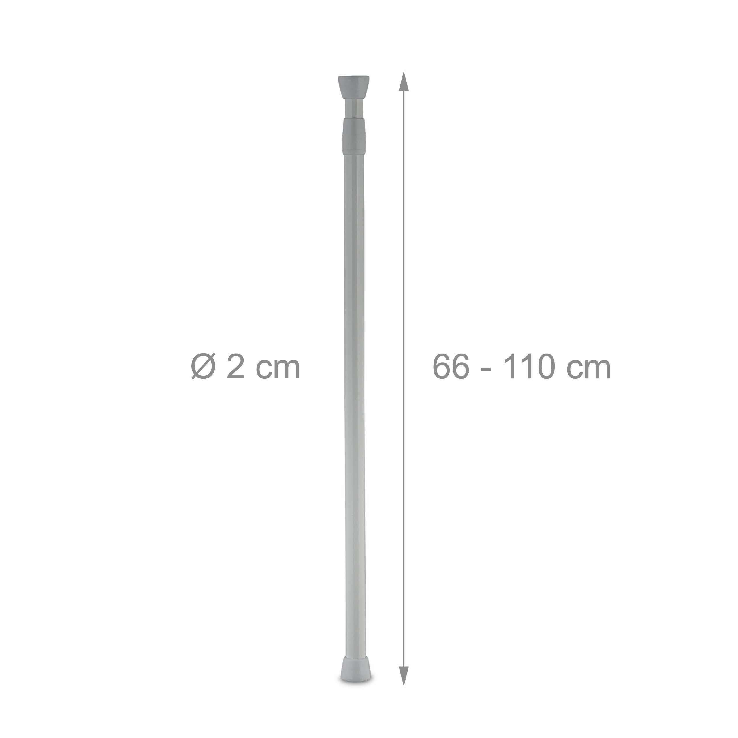 relaxdays Duschvorhangstange Graue Teleskopstange Edelstahl, Ø 20 mm, 1-läufig, ausziehbar, ohne Bohren, geklemmt, Edelstahl, 66 - 110 cm – Bild 4 von 5