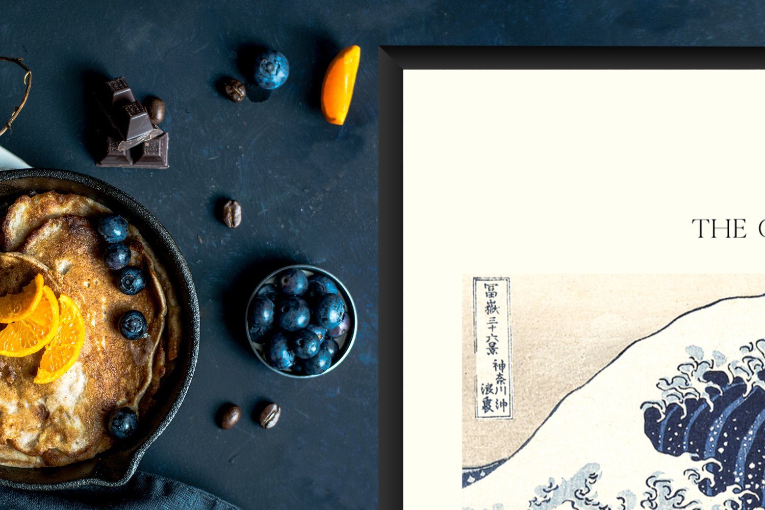 nutzbar, tlg), Vinyl, - Gemälde Arbeitsfläche Die MuchoWow große Herdblende-/Abdeckplatte Kanagawa Kluft cm, Hokusai, Mobile von (1 Ceranfeldabdeckung - 70x52
