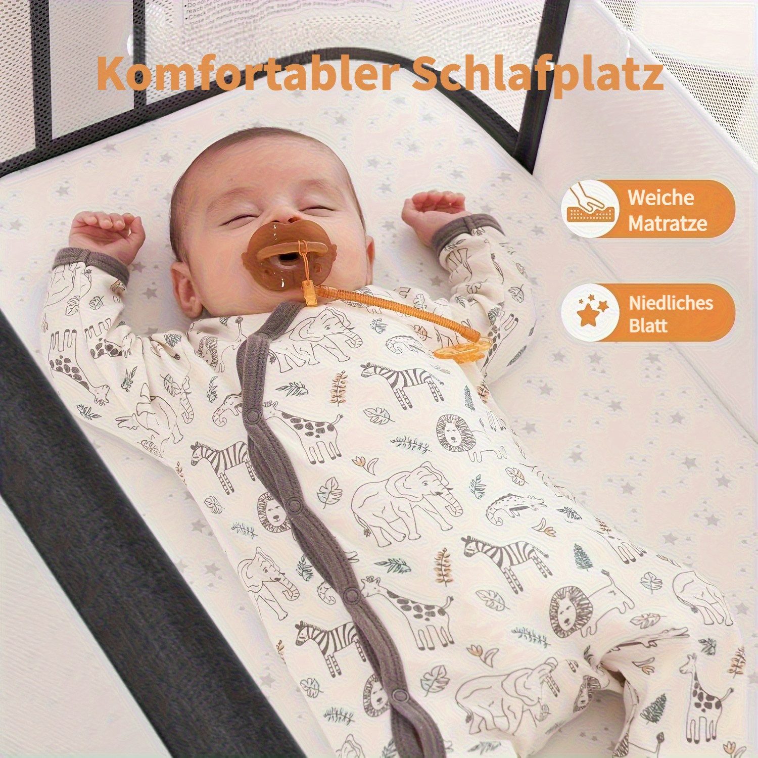 OUNUO Beistellbett für Neugeborene mit Rädern, Aufbewahrungskorb, Matratze günstig online kaufen