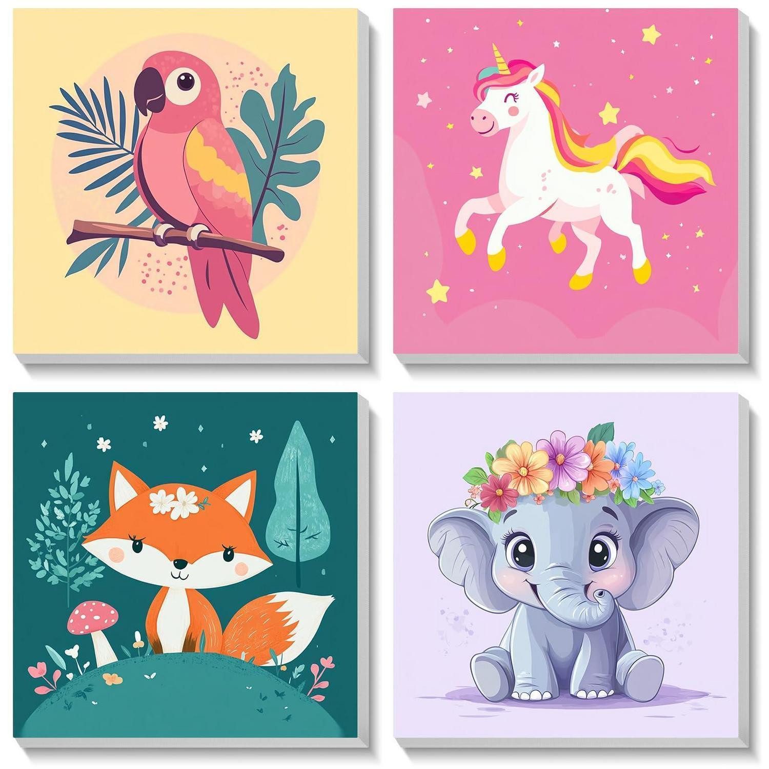 LuxusKollektion Kreativset Malen nach Zahlen Kinder Tiere Set 4er