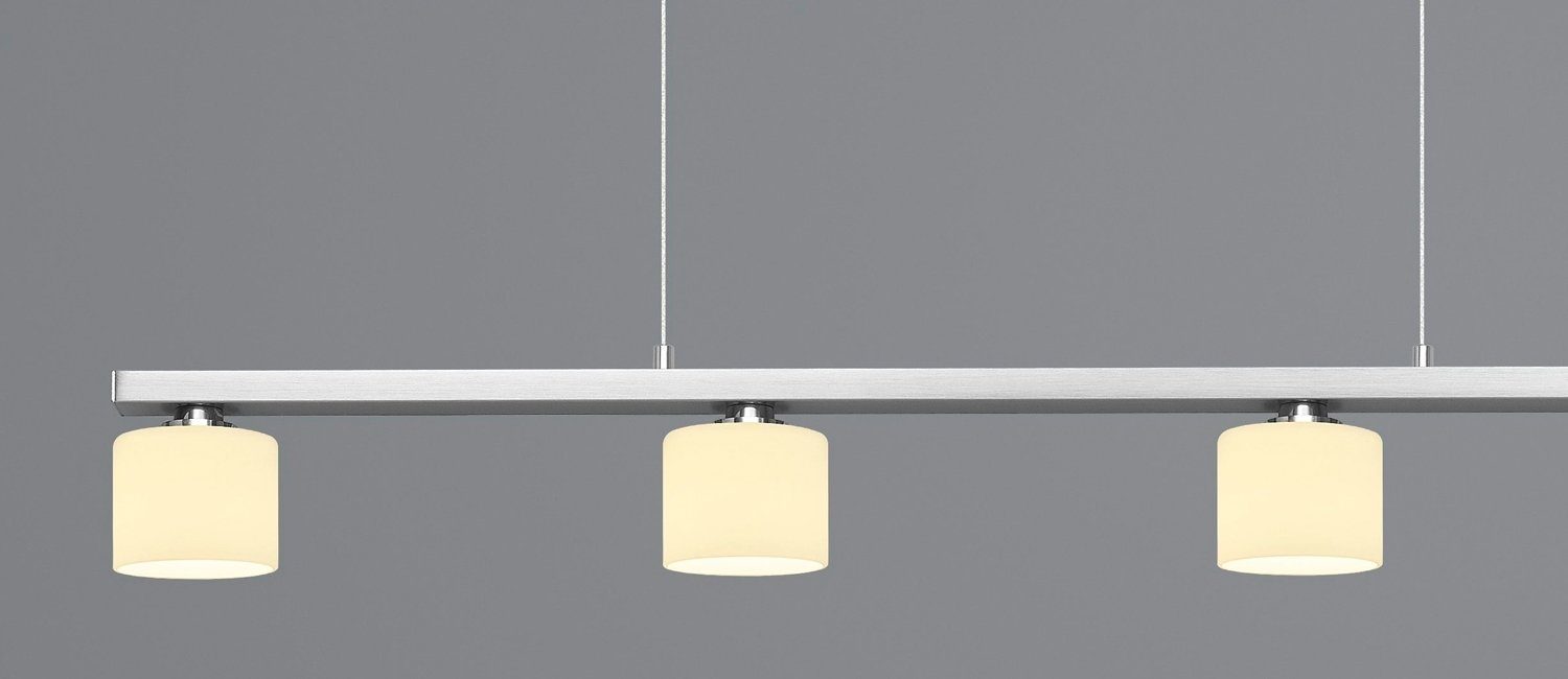 B-LEUCHTEN Pendelleuchte MILA, 4-flammig, Nickel, Weiß, Metall, H 150 cm, ohne Leuchtmittel, Hängeleuchte, Hängelampe