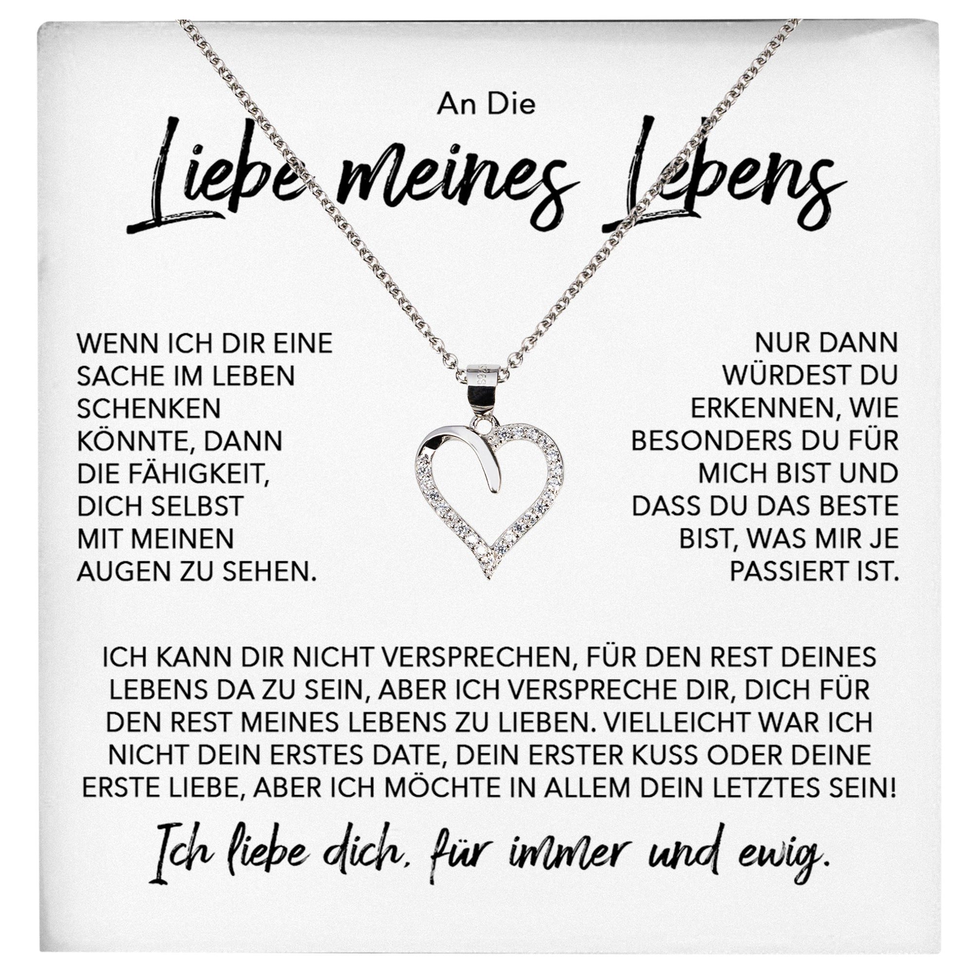 Schmuckset Liebe Meines Lebens Frauen Geschenk Herz Halskette Damen Collier V-Tag