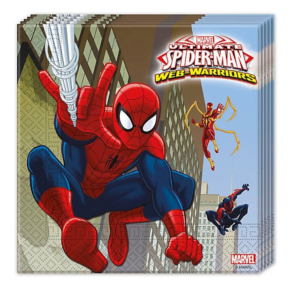 Spiderman-Mottoparty Geburtstag! Deine Papier, Einweggeschirr-Set Ultimate für Servietten, Spider-Man Folat 20 Partydeko zum