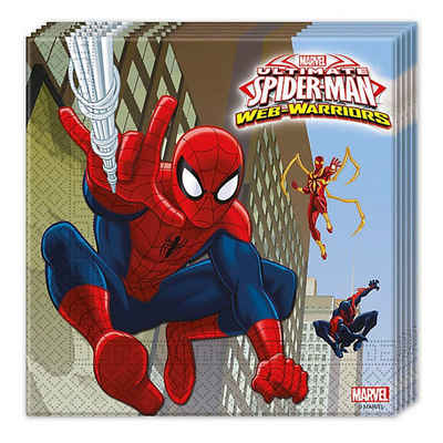 Folat Einweggeschirr-Set 20 Ultimate Spider-Man Servietten, Papier, Partydeko für Deine Spiderman-Mottoparty zum Geburtstag!