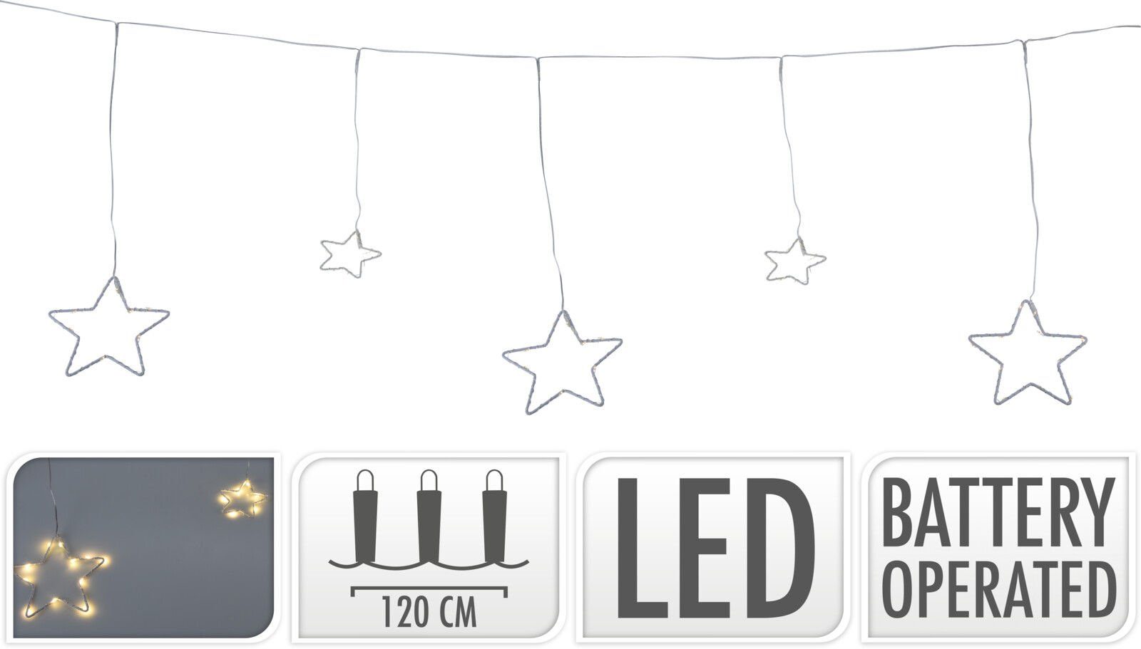 Spetebo LED-Lichtervorhang LED Lichtervorhang mit 5 Metall Sternen warm wei günstig online kaufen