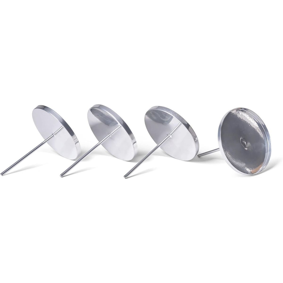 Novaliv Kerzenständer 20503-4x (4 St), 4X Kerzenpick flach 9cm Silber Weihnachtskranz Kerzenständer Adventskr