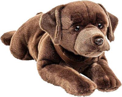 Uni-Toys Kuscheltier Labrador, liegend - braun o. schwarz - 60 cm - Plüsch-Hund, Plüschtier, zu 100 % recyceltes Füllmaterial