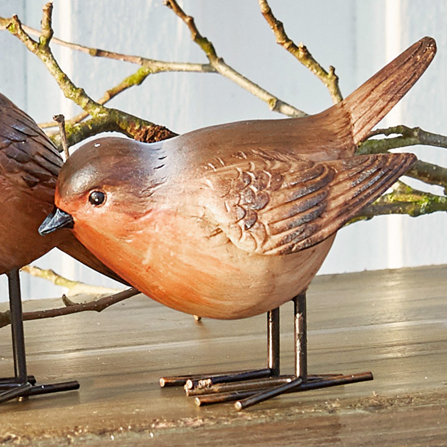 Mirabeau Dekofigur Vogel 4er Set Siblings rotbraun, none – Bild 4 von 5