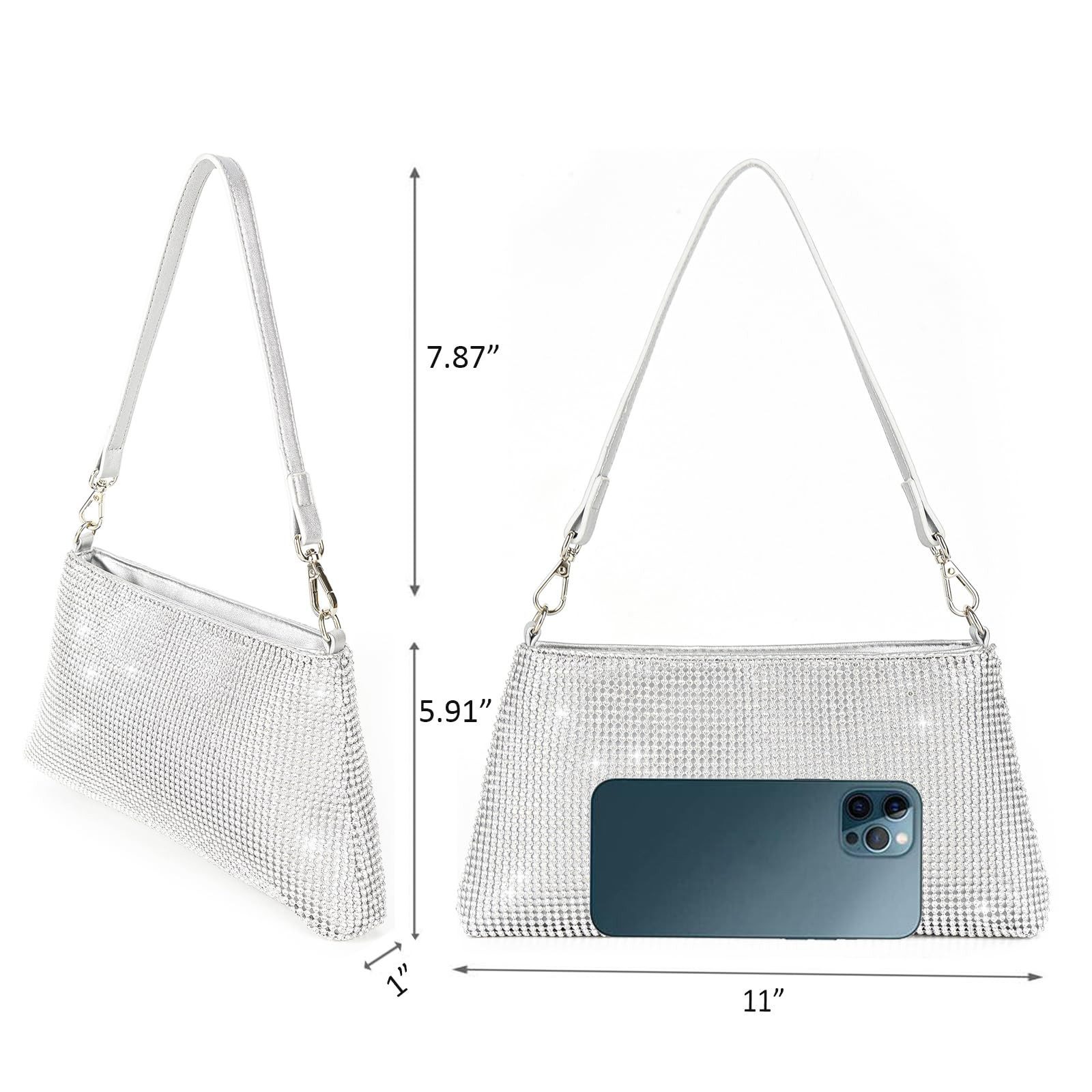 nsihing Clutch Damen Clutch Elegante Brauttasche Diamant Handtasche Hochzeit, Abendtasche Klatsch Tasche Cluthes – Bild 4 von 5