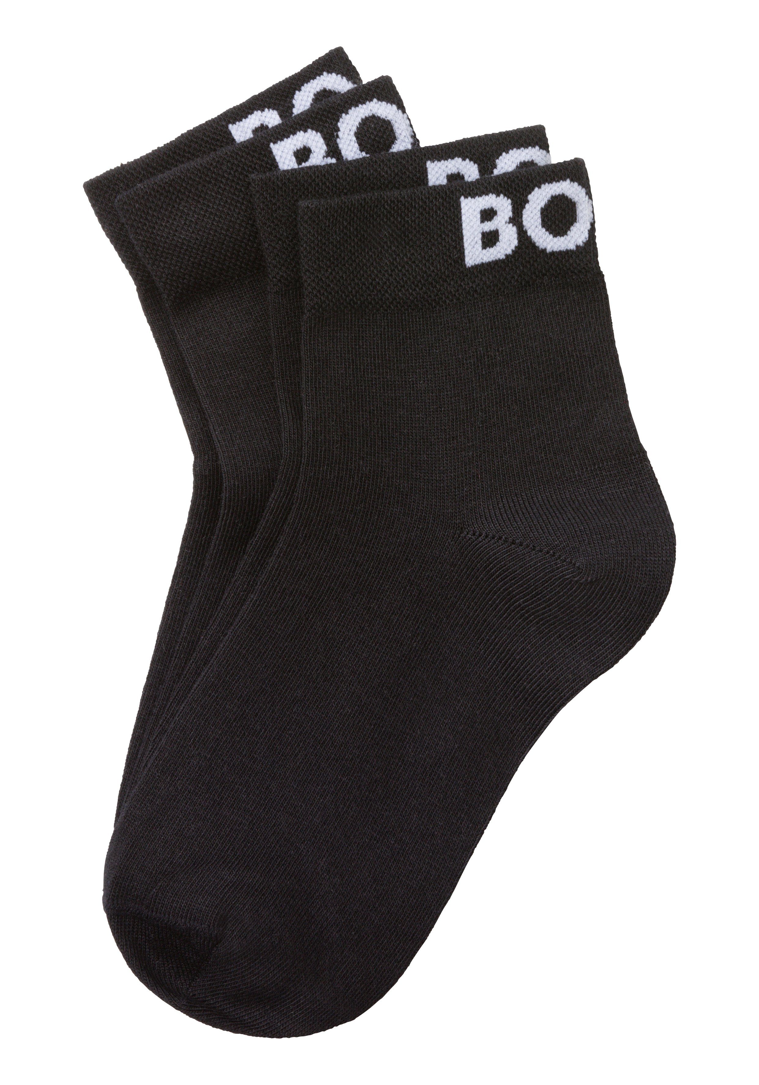 BOSS Freizeitsocken 2P SH Logo CC W (Packung, 2-Paar, 2er) mit eingestricktem BOSS Logoschriftzug