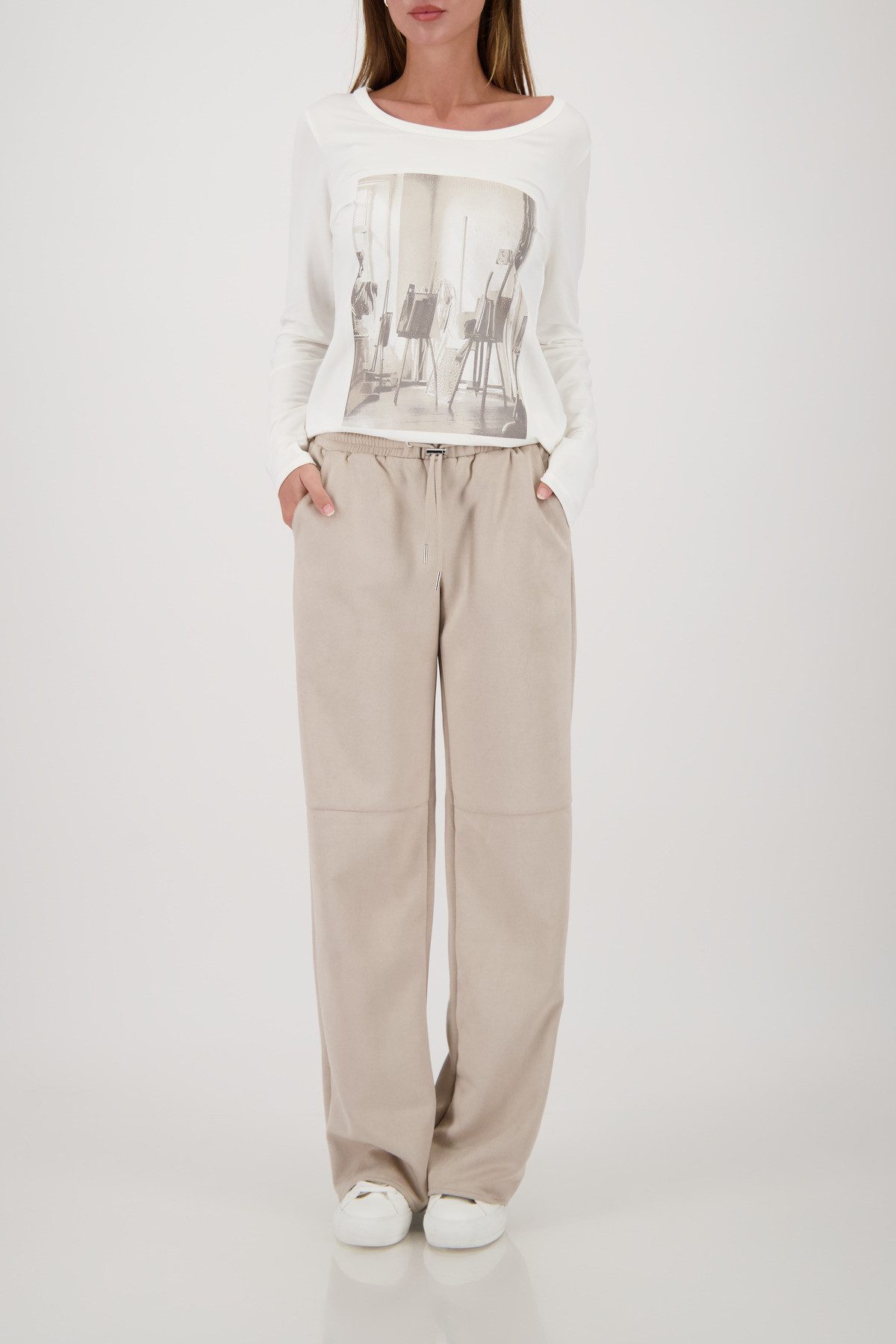 Monari Langarmshirt Shirt Atelier Regular fit mit Rundhalsausschnitt