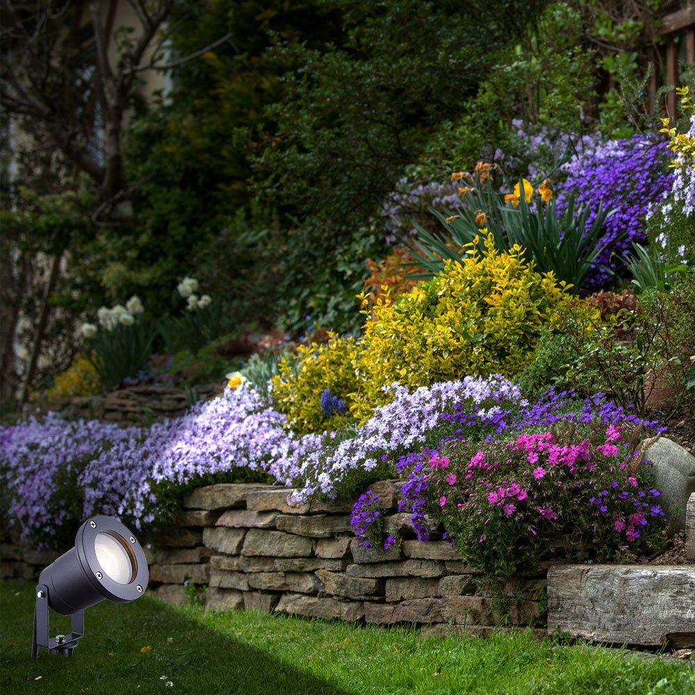 GLOBO LIGHTING LED Gartenstrahler, Leuchtmittel inklusive, Warmweiß, Steckleuchte Außenstrahler Gartenlampe schwenkbar LED Bodenstrahler