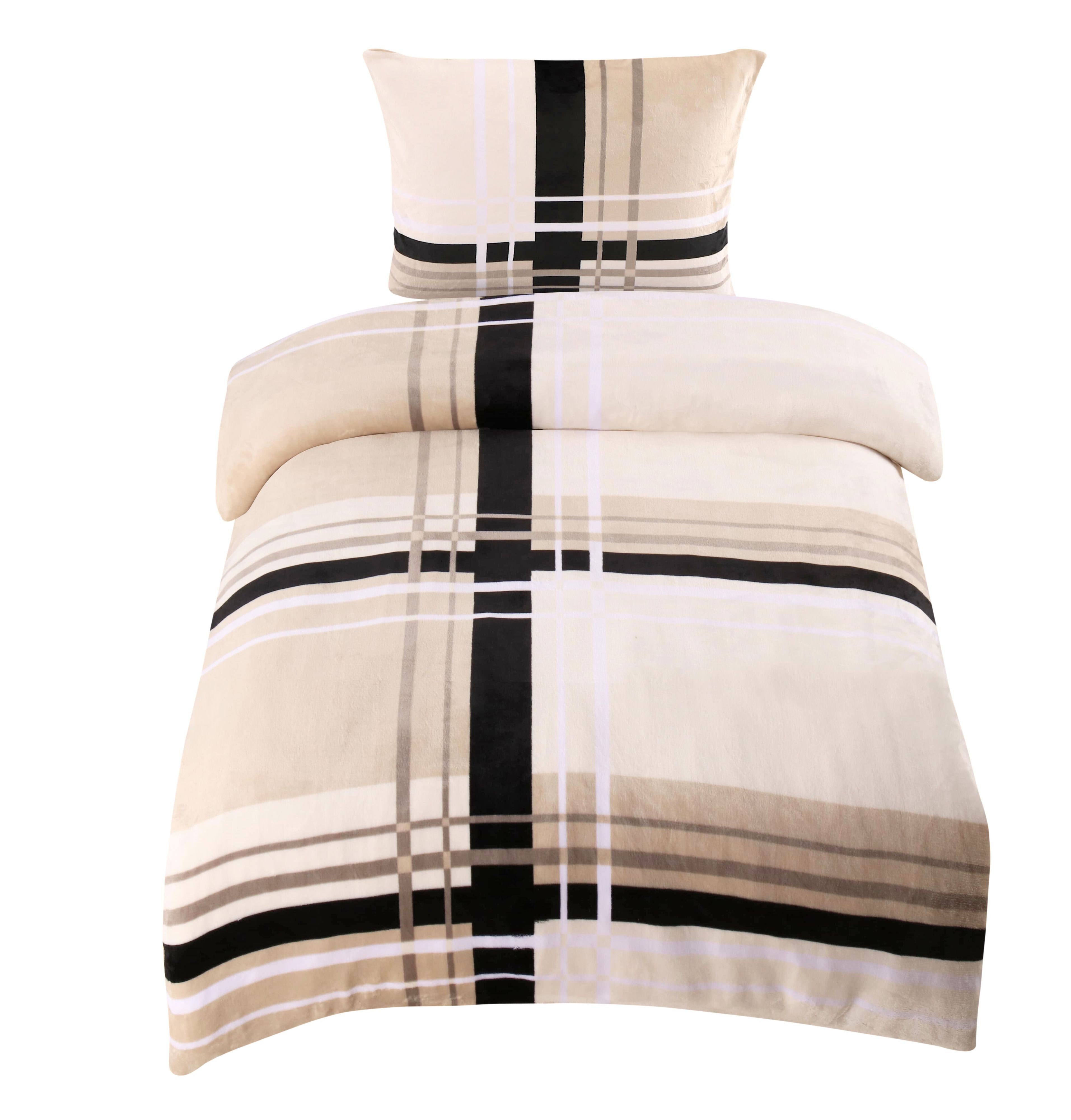 One Home Bettwäsche Winter Cashmere Touch Adzo, Fleece, 2 teilig, gestreift günstig online kaufen