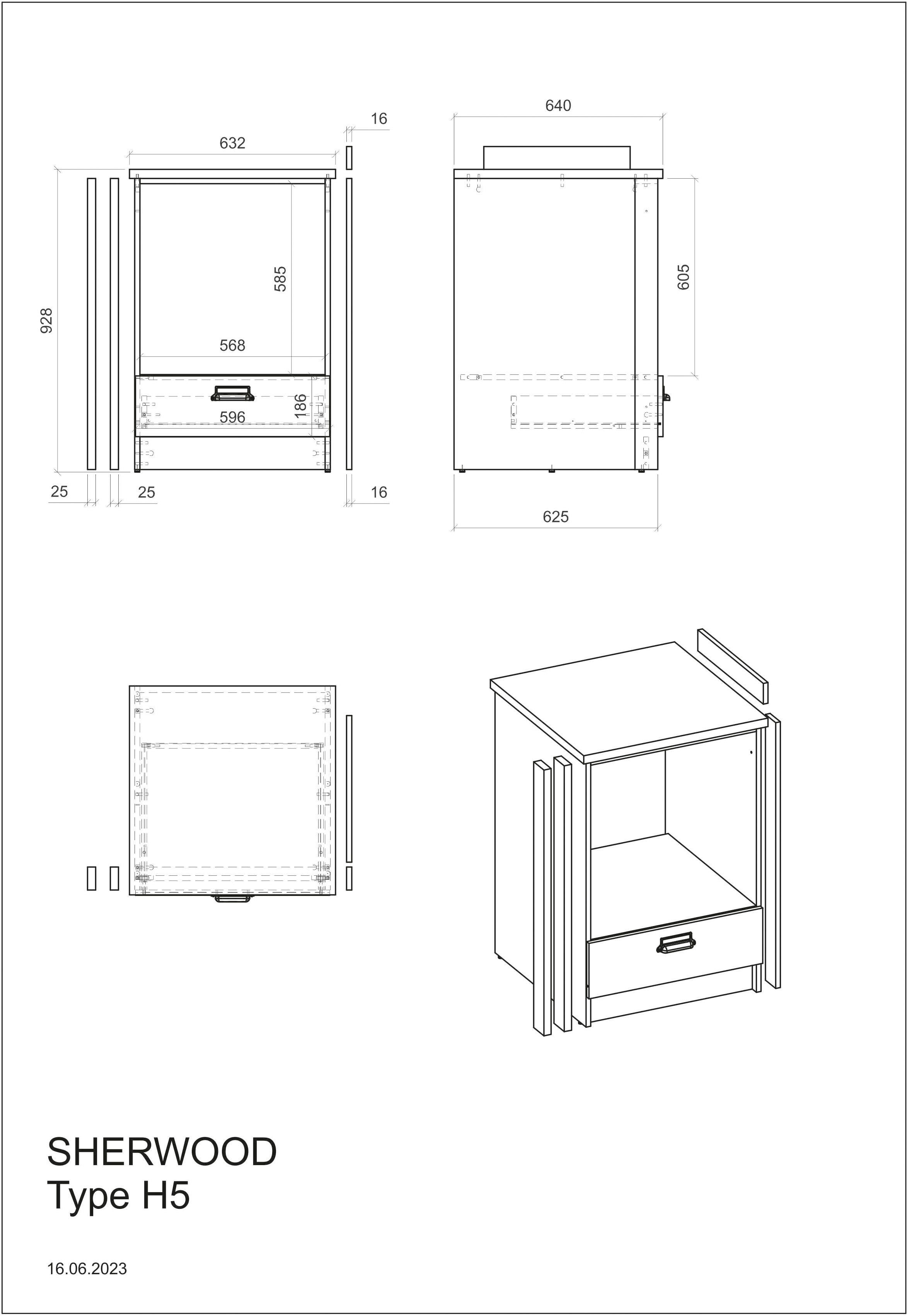 Meuble de cuisine Home Affaires Sherwood, 264 cm de large, avec niche pour four, sans électroménager