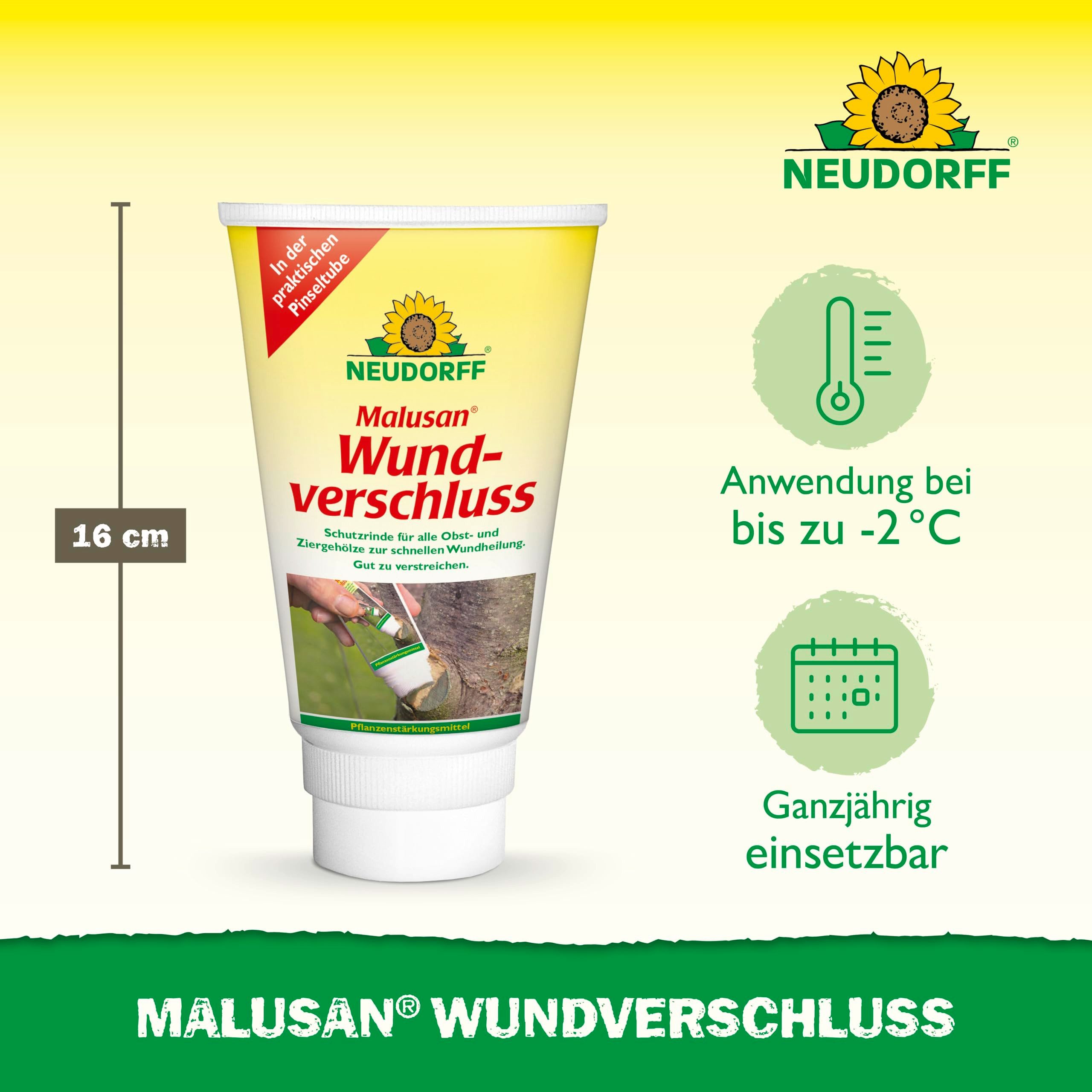 Neudorff Baum-Wundverschluss Malusan Wundverschluss Pinseltube 125 ml, 125 ml, Effektive Wundheilung an Obst- und Ziergehölzen, Schützt vor Keimen und Pilzen, gebrauchsfertig, in praktischer Pinseltube
