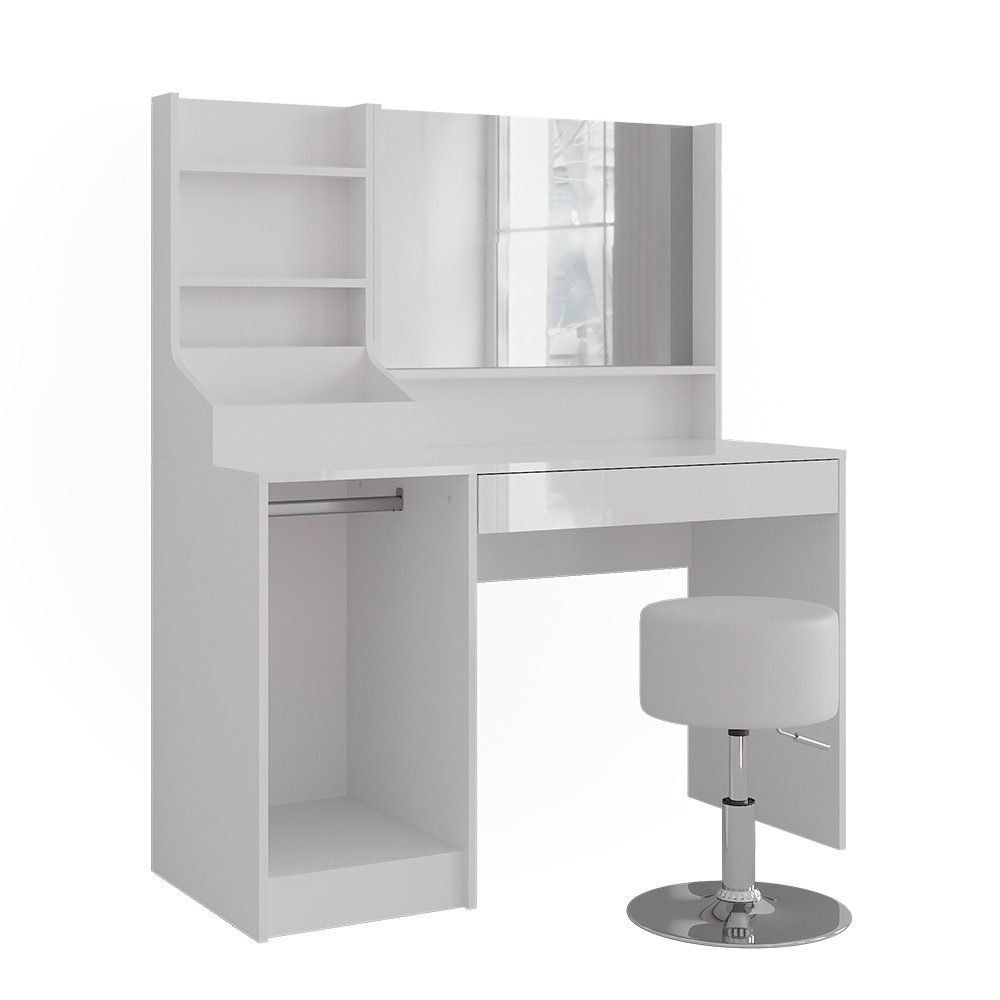 Vicco Schminktisch Sherry, Weiß/Weiß Hochglanz, 119.8 cm 4 Teile (2-St)
