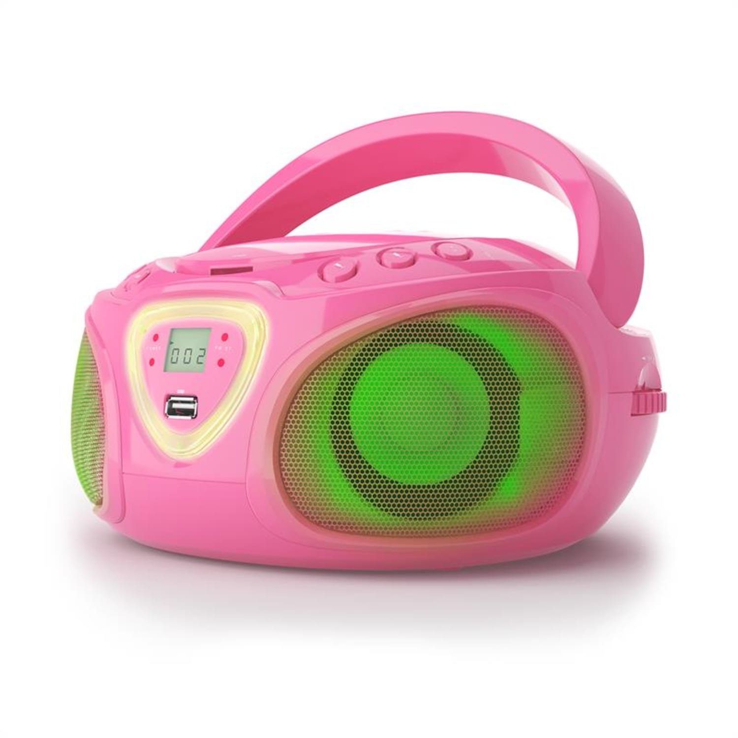 Auna Roadie Radio (FM-Radio, Kinder CD Player tragbar Musikbox Bluetooth CD Spieler Radio Soundbox) Pink