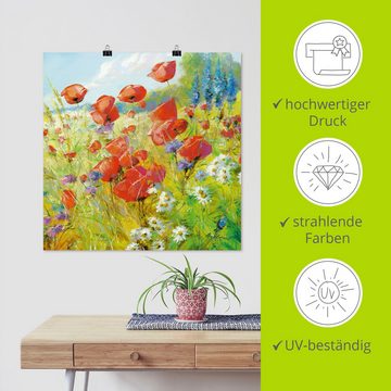 Artland Wandbild Sommerwiese mit Mohnblumen, Blumenwiese (1 St), als Alubild, Outdoorbild, Leinwandbild, Poster in verschied. Größen