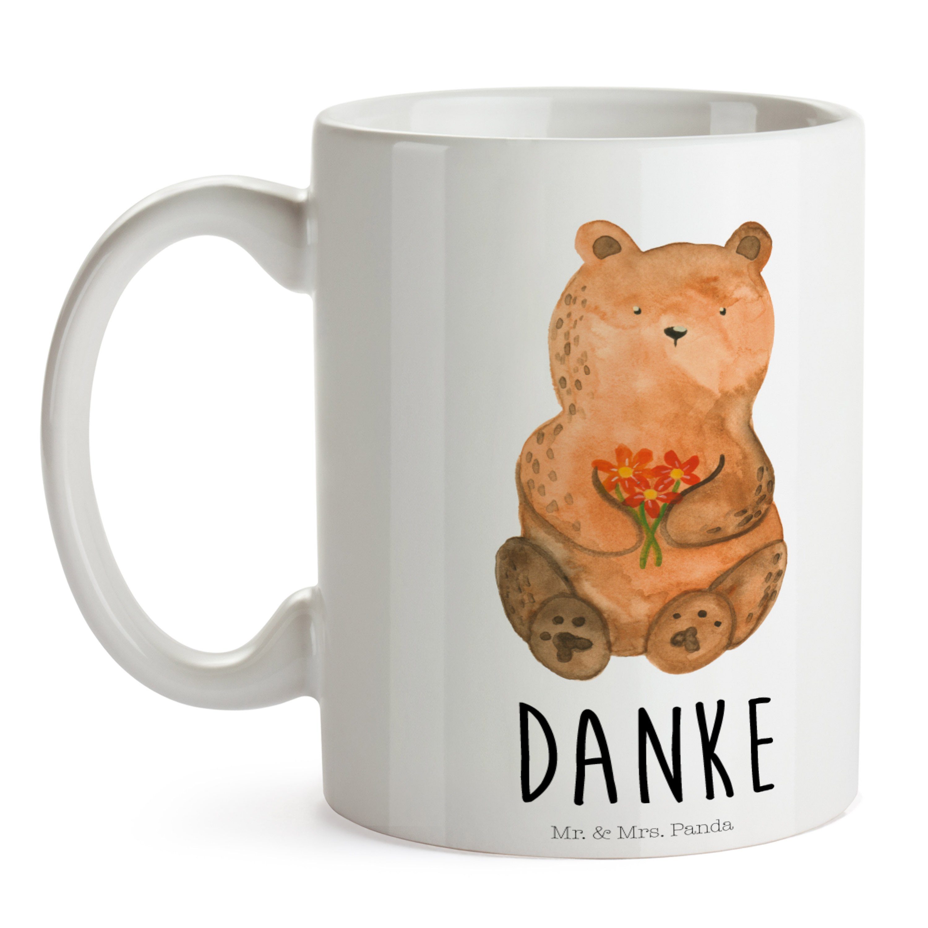 Mr. & Mrs. Panda Geschenk, Kaffeetasse, Keramik - Weiß Dankbär - Kaffeebecher, Tasse Tasse Sprüche