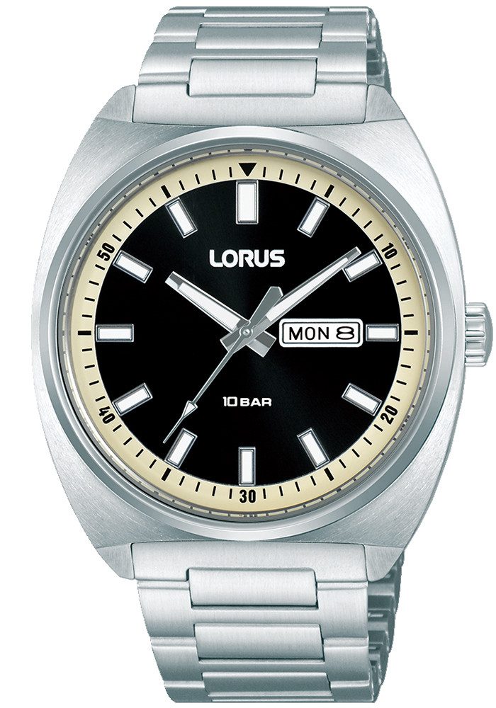 LORUS Quarzuhr Sports RH311BX9, Armbanduhr, Herrenuhr, Edelstahlarmband, analog, Tag, Wochentag