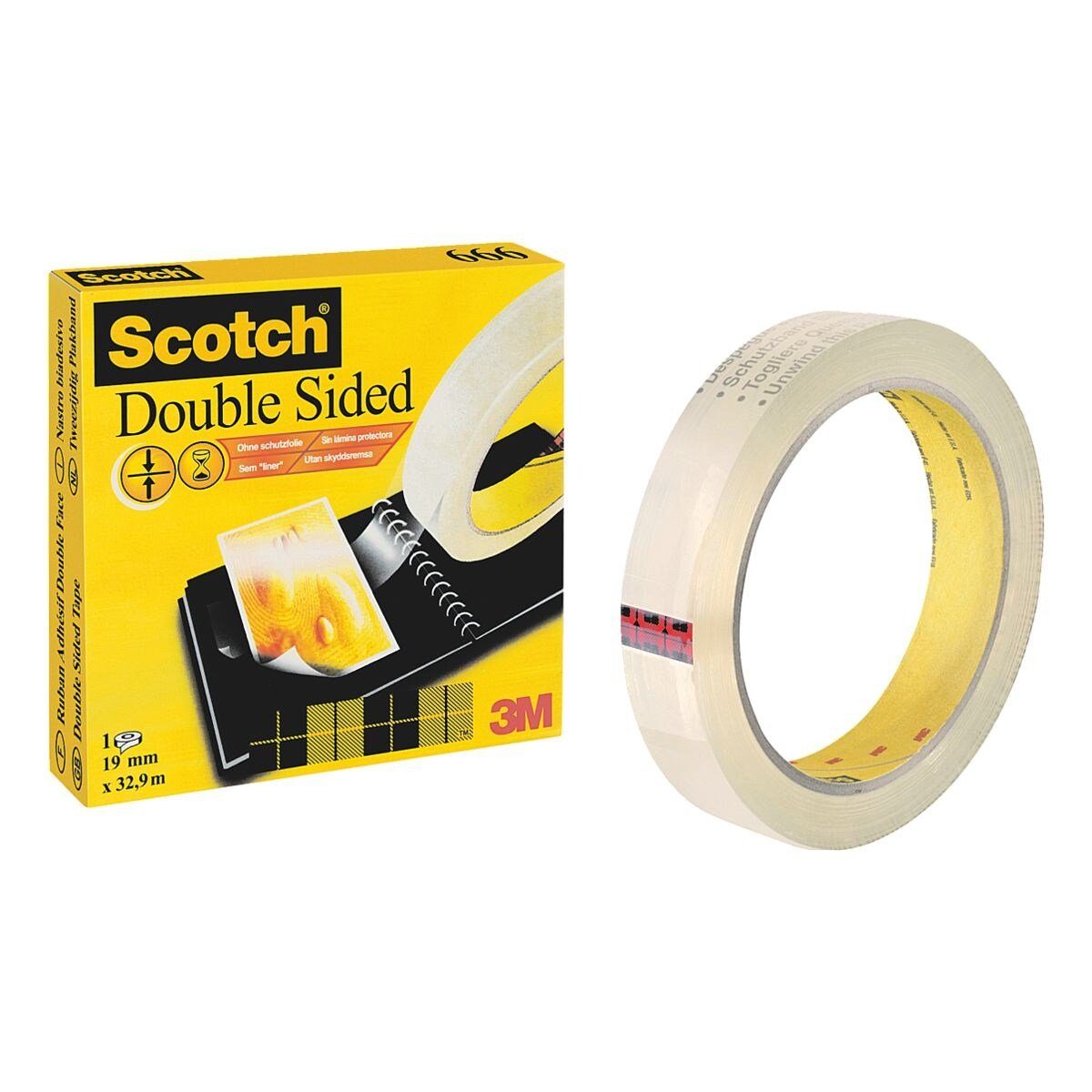 SCOTCH Doppelklebeband 19 mm/ 32,9 m, transparent und alterungsbeständig