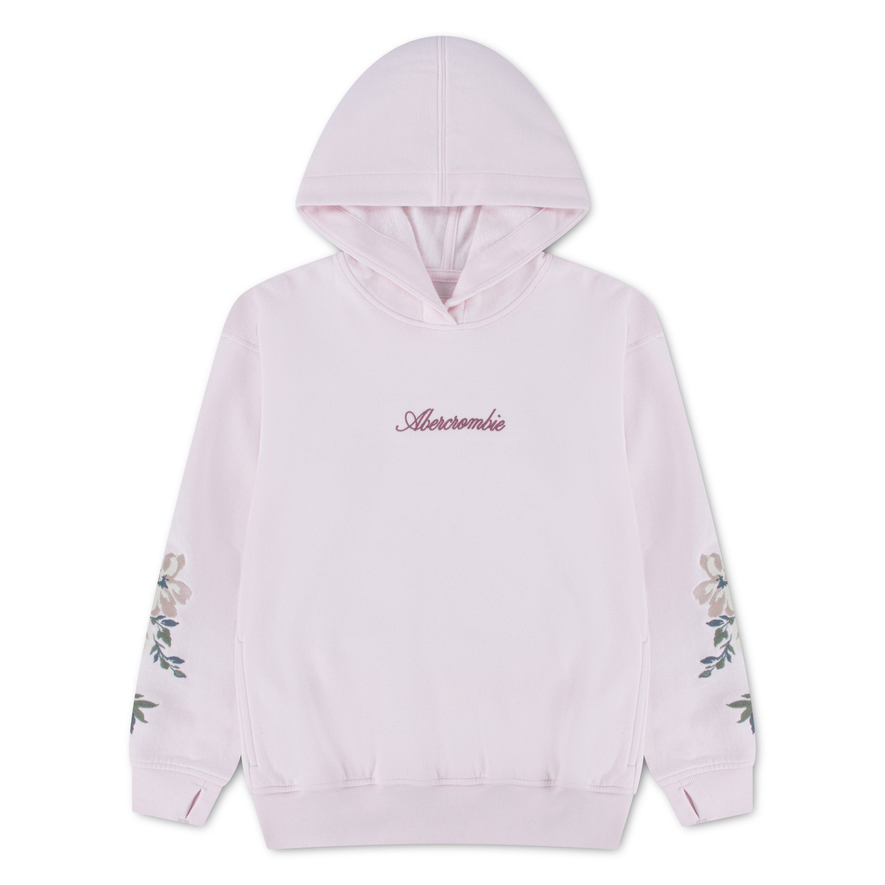 Abercrombie Kids Kapuzensweatshirt AFG EMB LEGGING FRIENDLY PO HO mit floralen Stickereien und Logo-Stickerei - for Girls