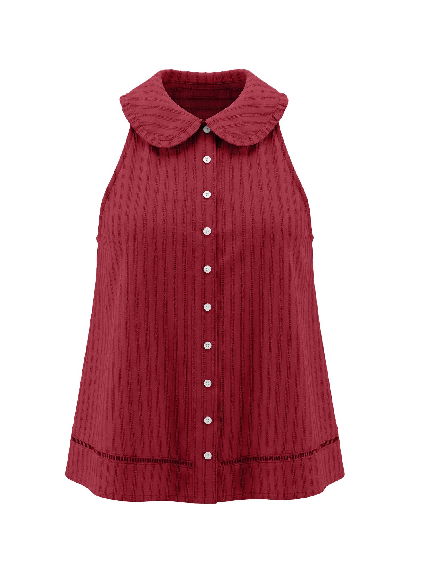 Blusentop Damen ärmellose Bluse mit Knopfleiste