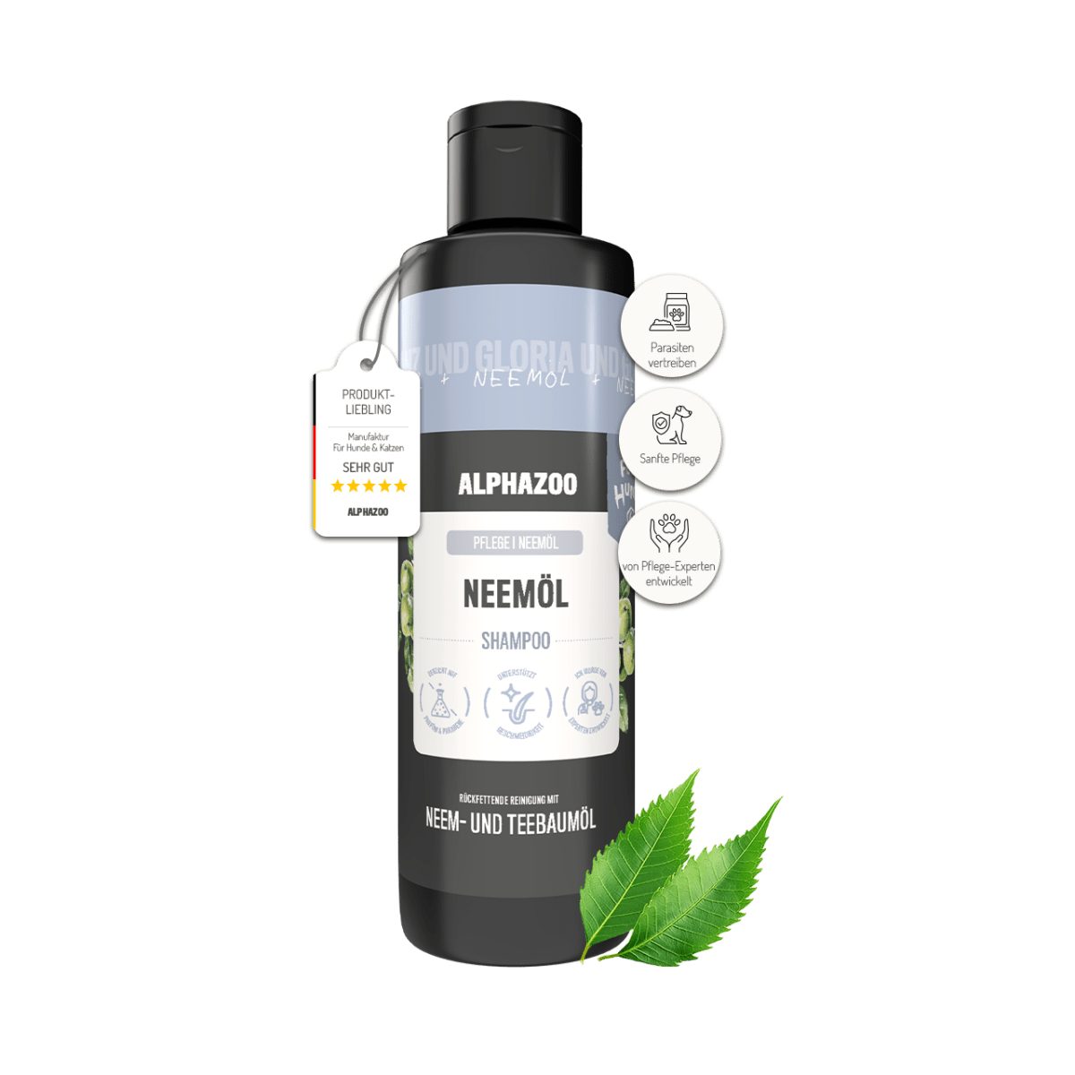 ALPHAZOO Tiershampoo Neemöl Shampoo für Hunde 250 ml, 250 ml