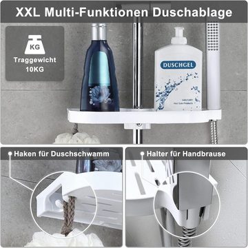Görbach Duschsystem Regendusche mit Ablage, Höhe 150 cm, 1 Strahlart(en), Duschset ohne Duscharmatur Chrom(25x25)