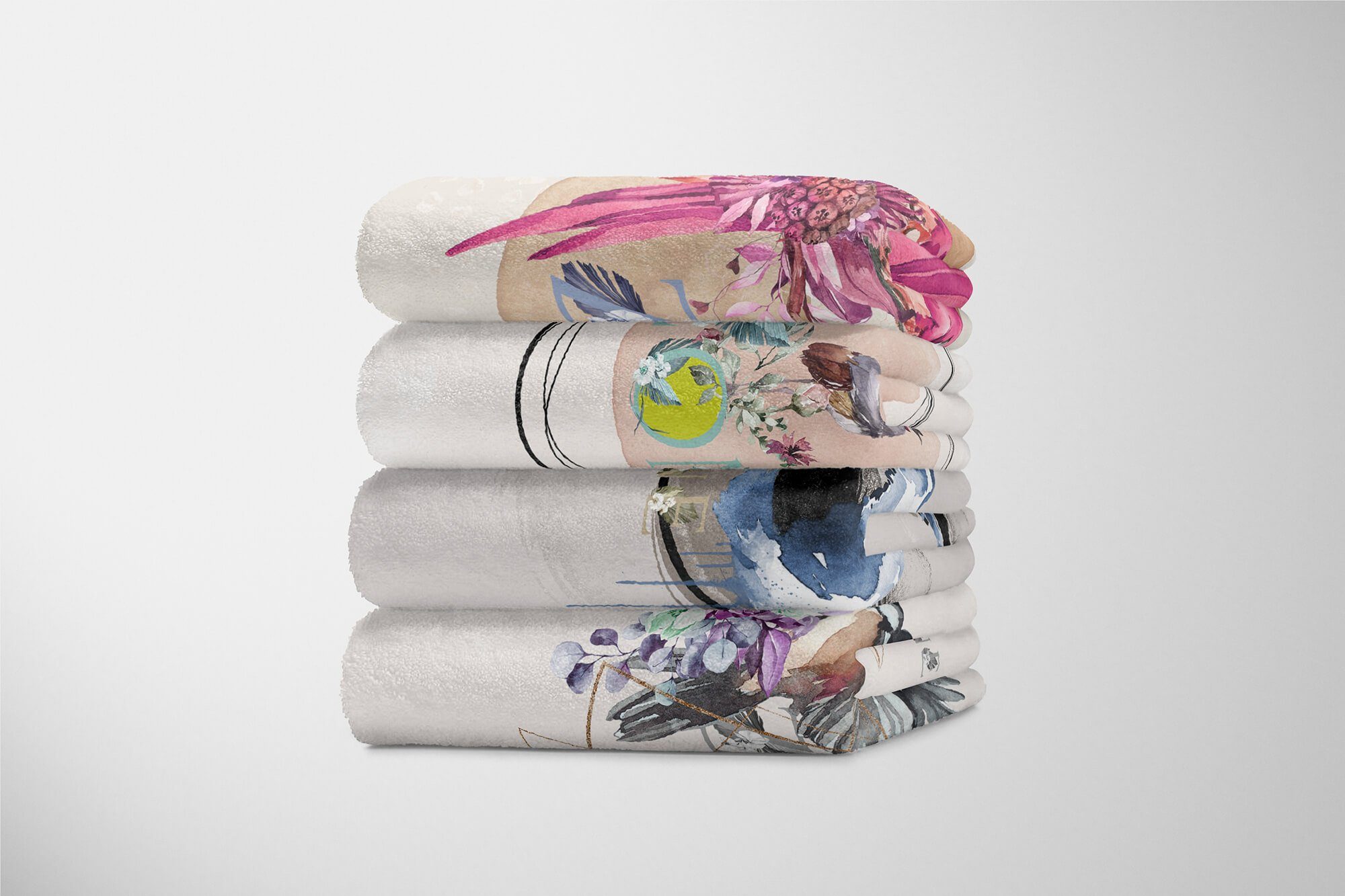 Handtuch Art Motiv Baumwolle-Polyester-Mix Aquarell Saunatuch (1-St), Duschhandtu, Falke Sinus Handtuch Schön Kunstvoll Kuscheldecke Handtücher Strandhandtuch