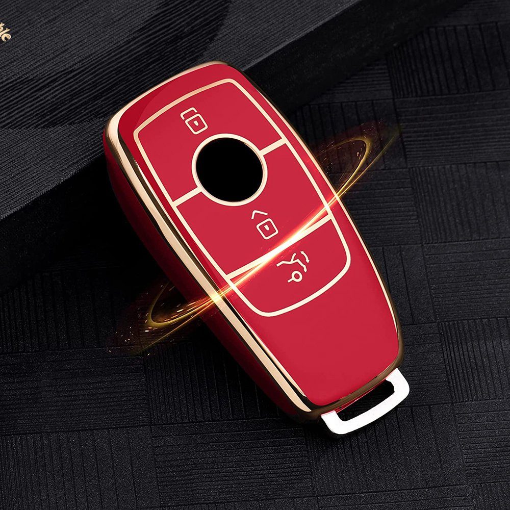 Hülle Cover Benz, Geeignet Schlüsseltasche GelldG Schlüsselhülle Mercedes rot für Autoschlüssel